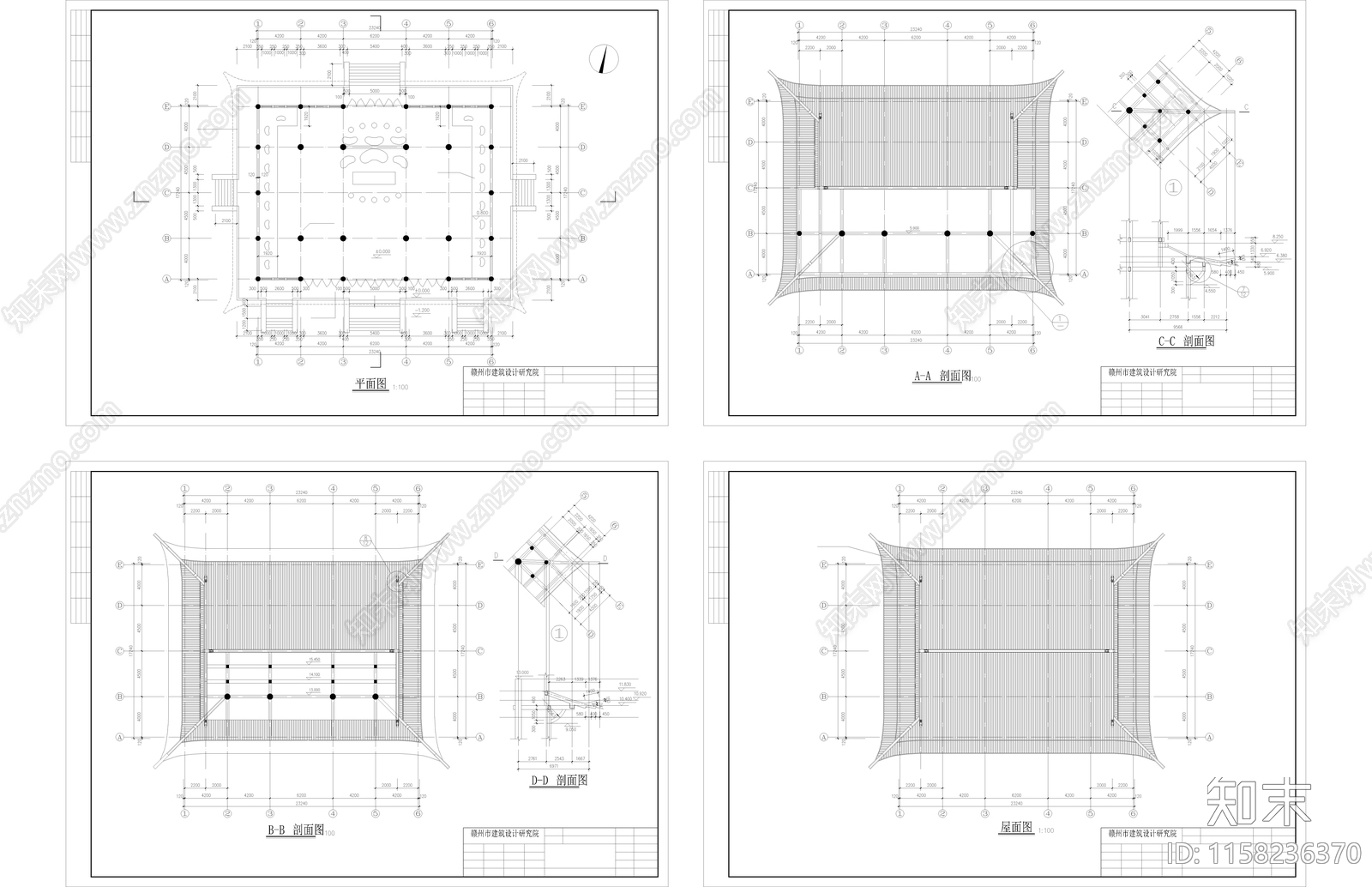 大雄宝殿建筑cad施工图下载【ID:1158236370】