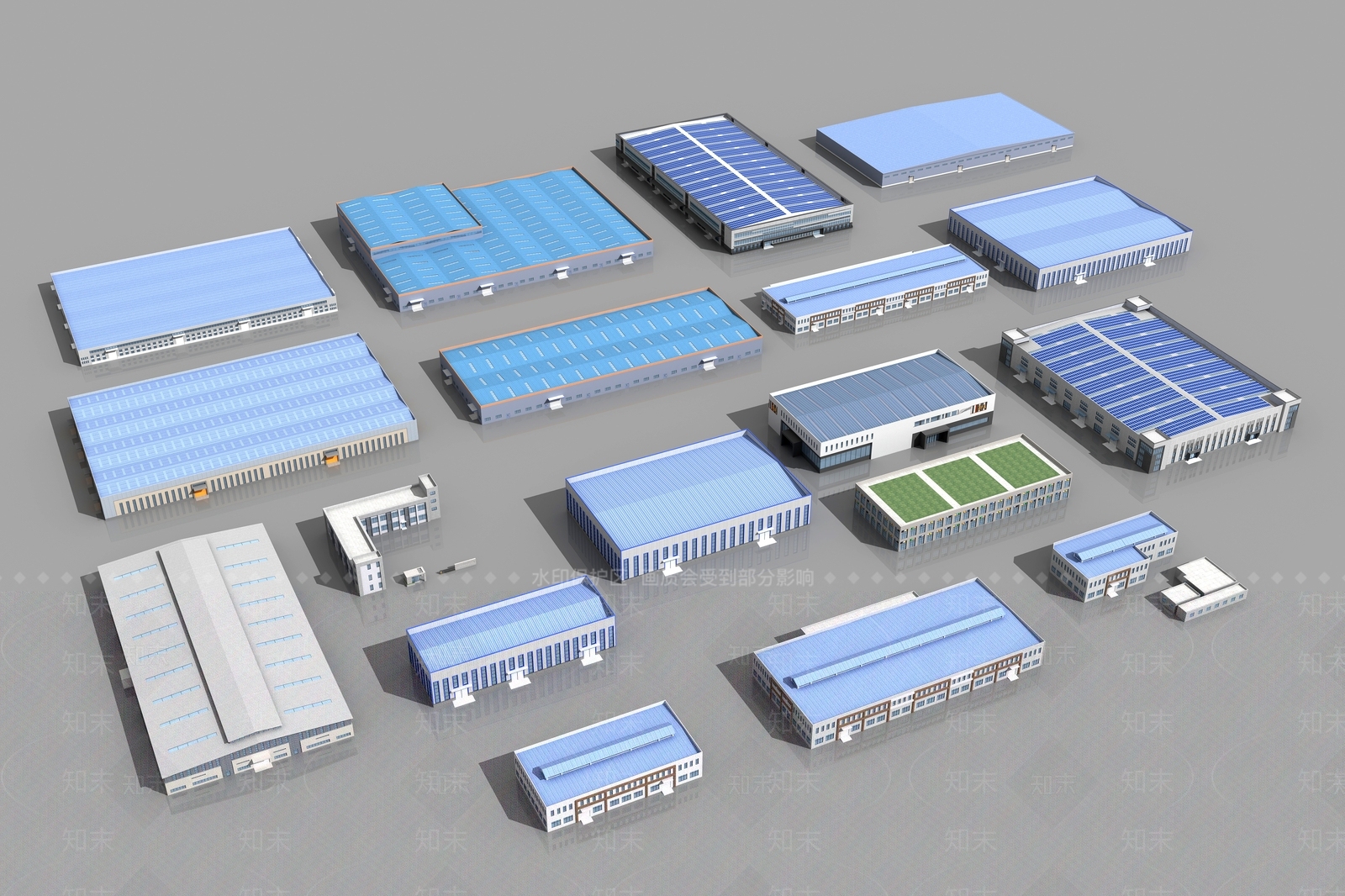 现代工业厂房3D模型下载【ID:1158239191】