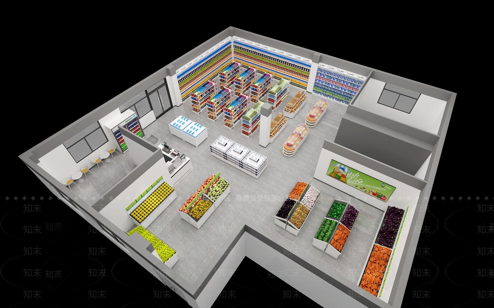 现代超市3D模型下载【ID:1158241755】