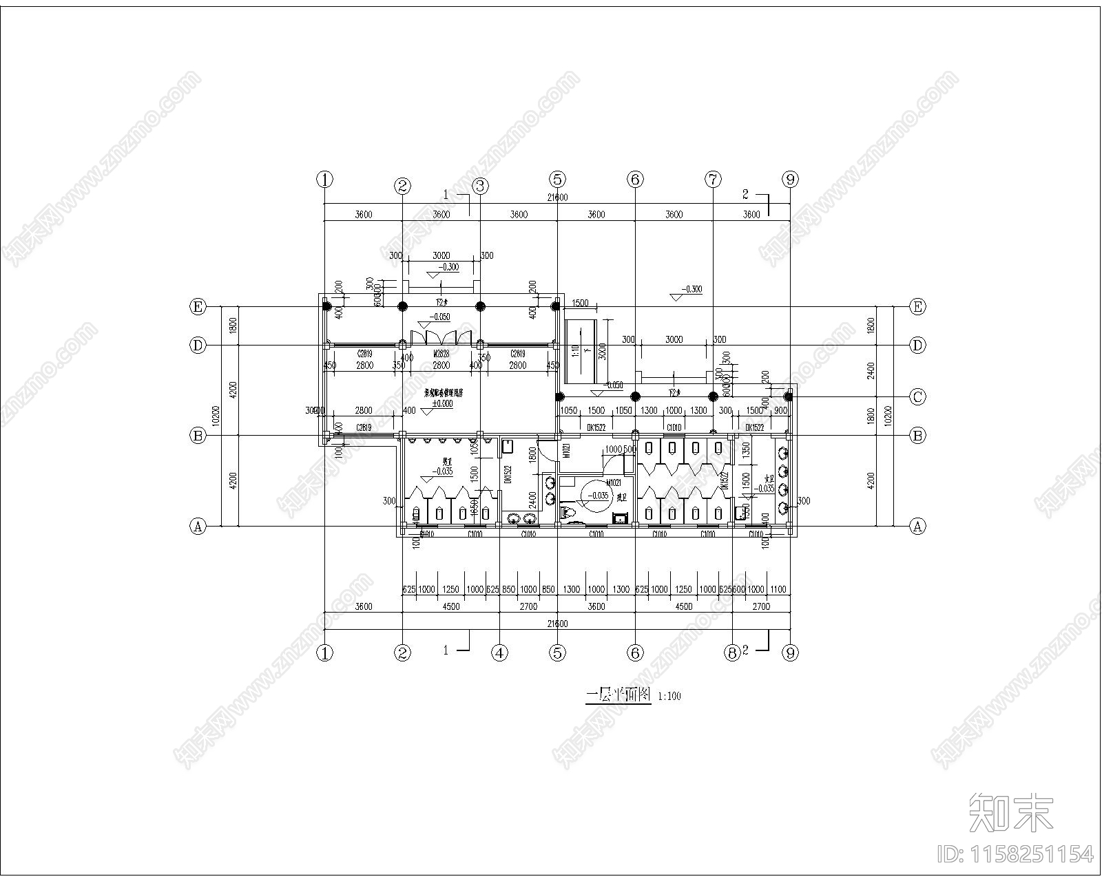 新中式商业办公楼cad施工图下载【ID:1158251154】