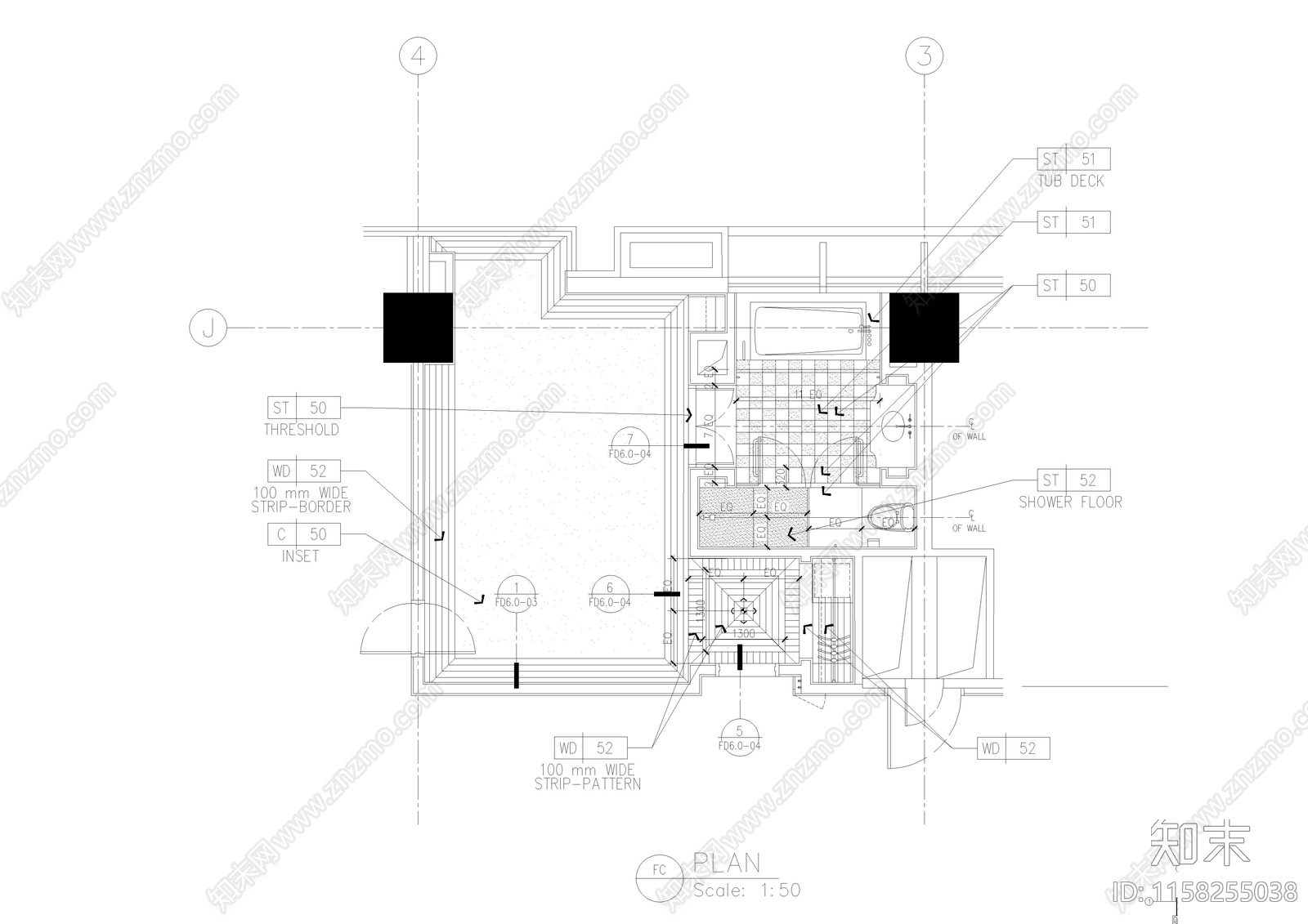 高档品牌酒店标准客房区部cad施工图下载【ID:1158255038】