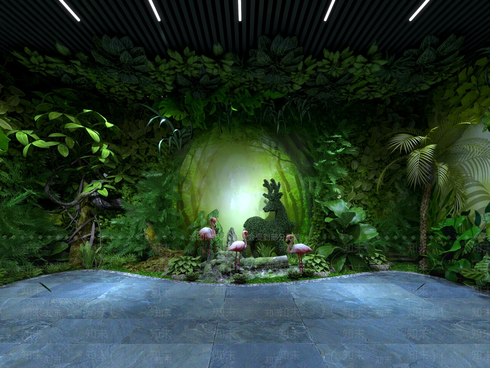 现代室内植物展馆3D模型下载【ID:1158257189】