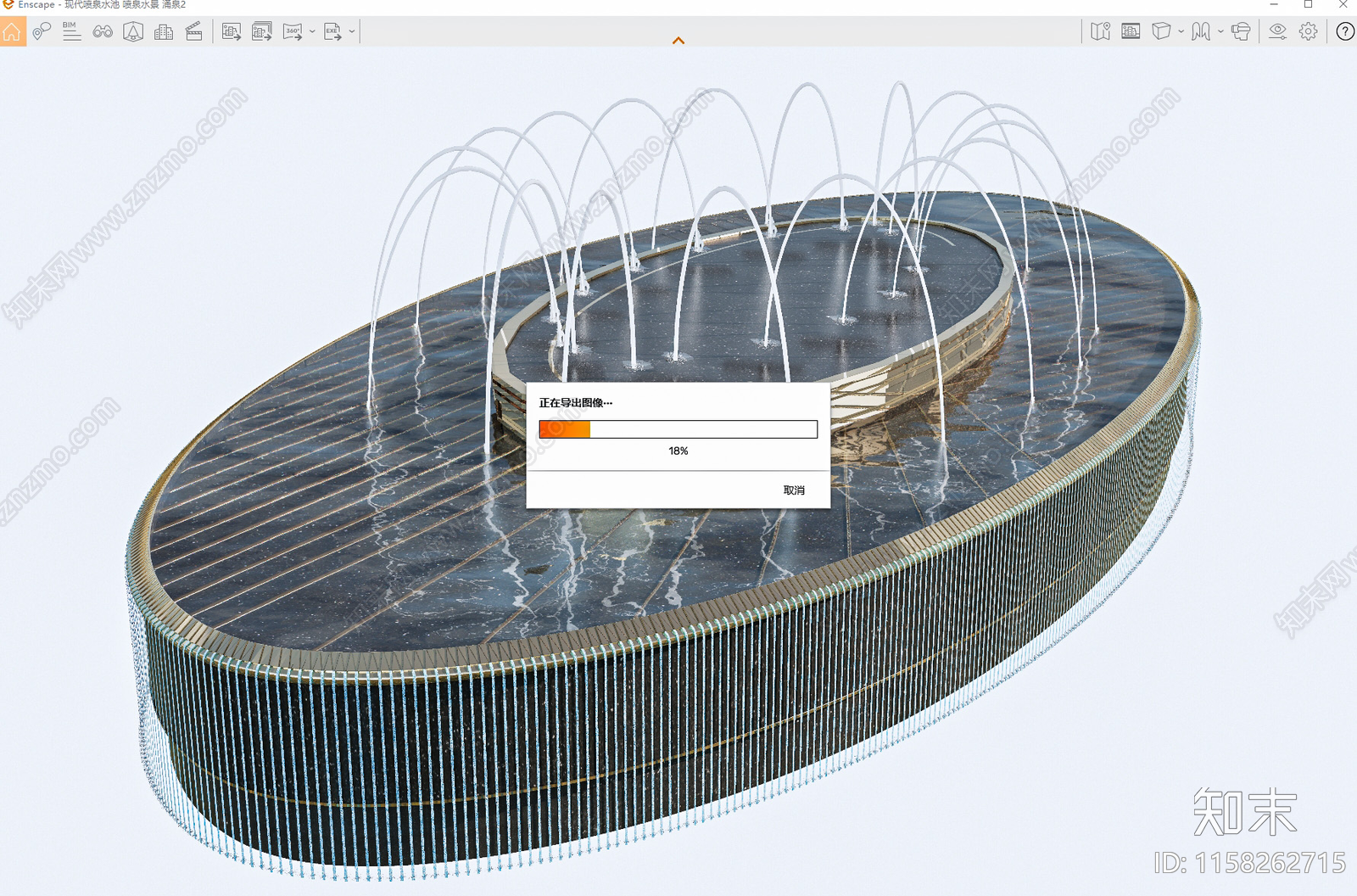 现代喷泉水池SU模型下载【ID:1158262715】