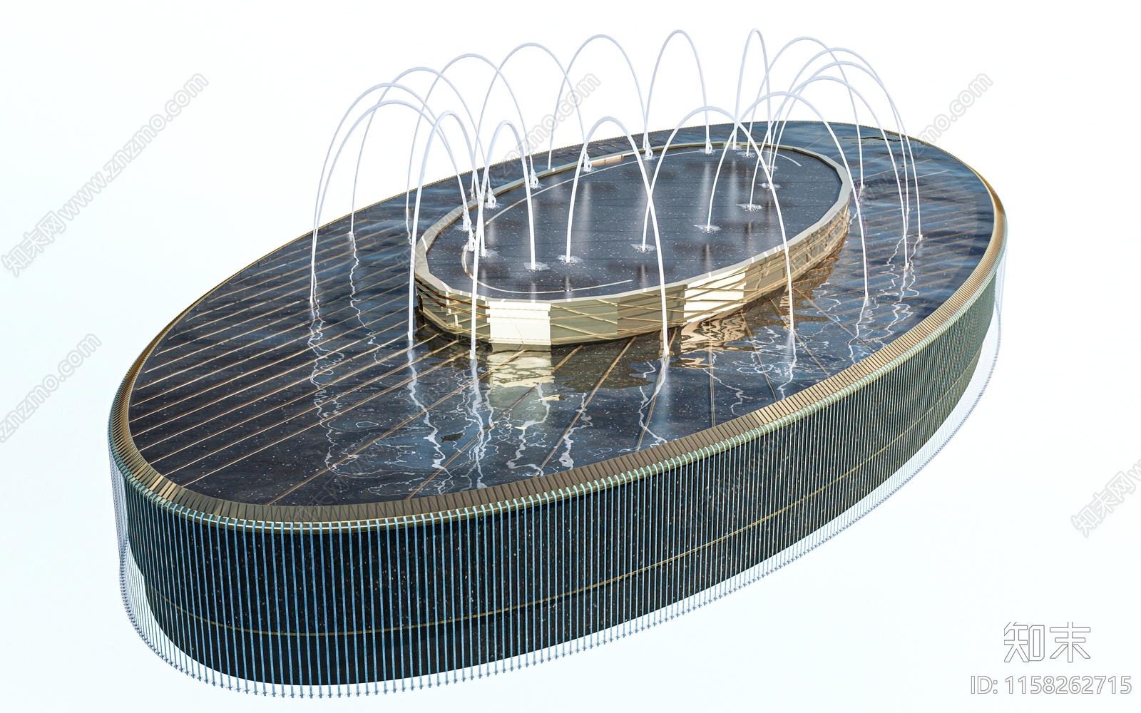 现代喷泉水池SU模型下载【ID:1158262715】
