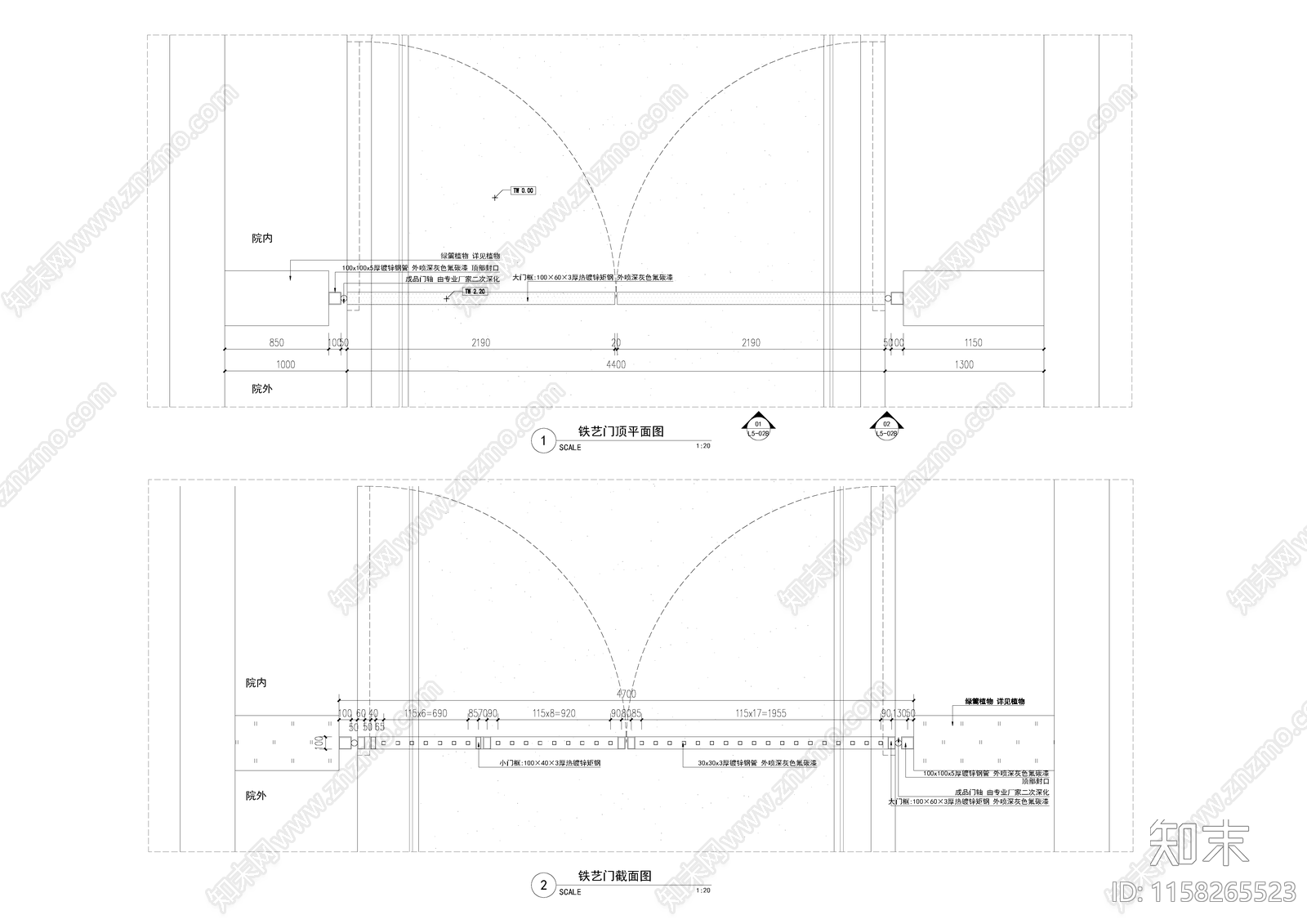 铁艺子母门施工图下载【ID:1158265523】