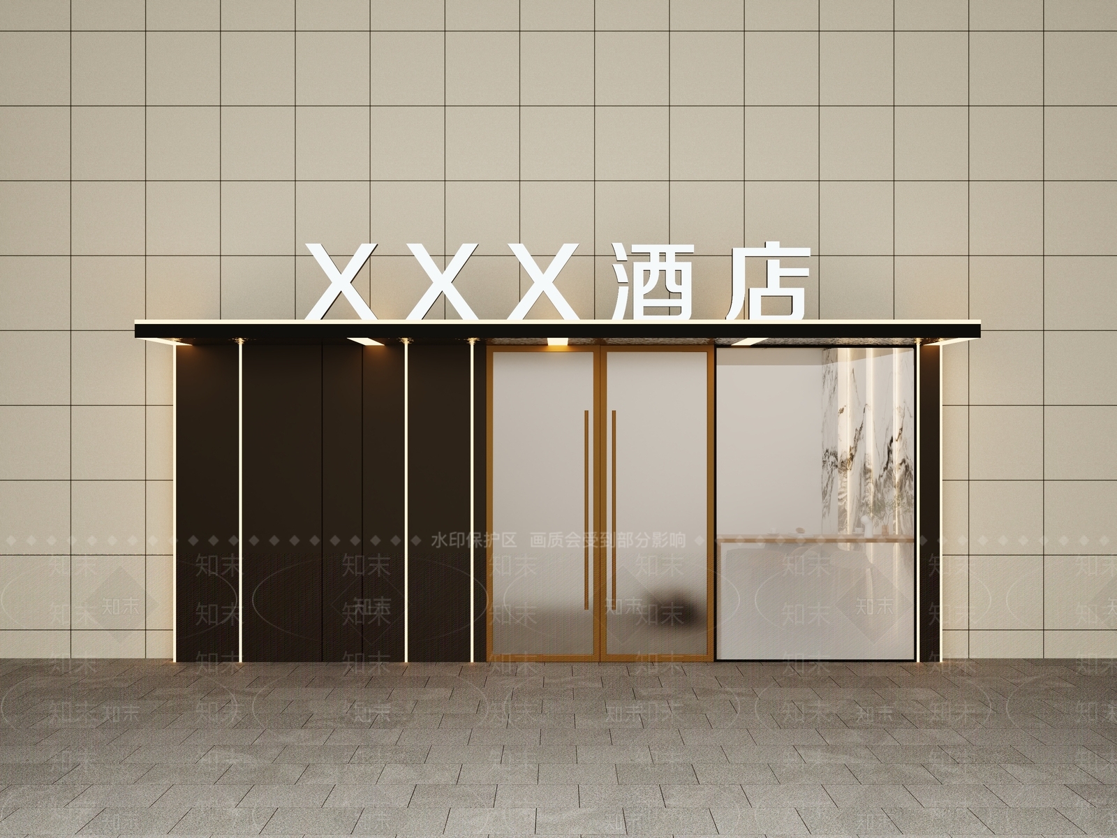 现代酒店门头3D模型下载【ID:1158268449】