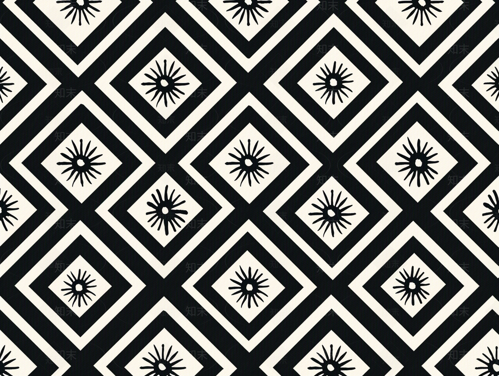 无缝黑白凹凸几何拼花瓷砖贴图下载【ID:1158268205】
