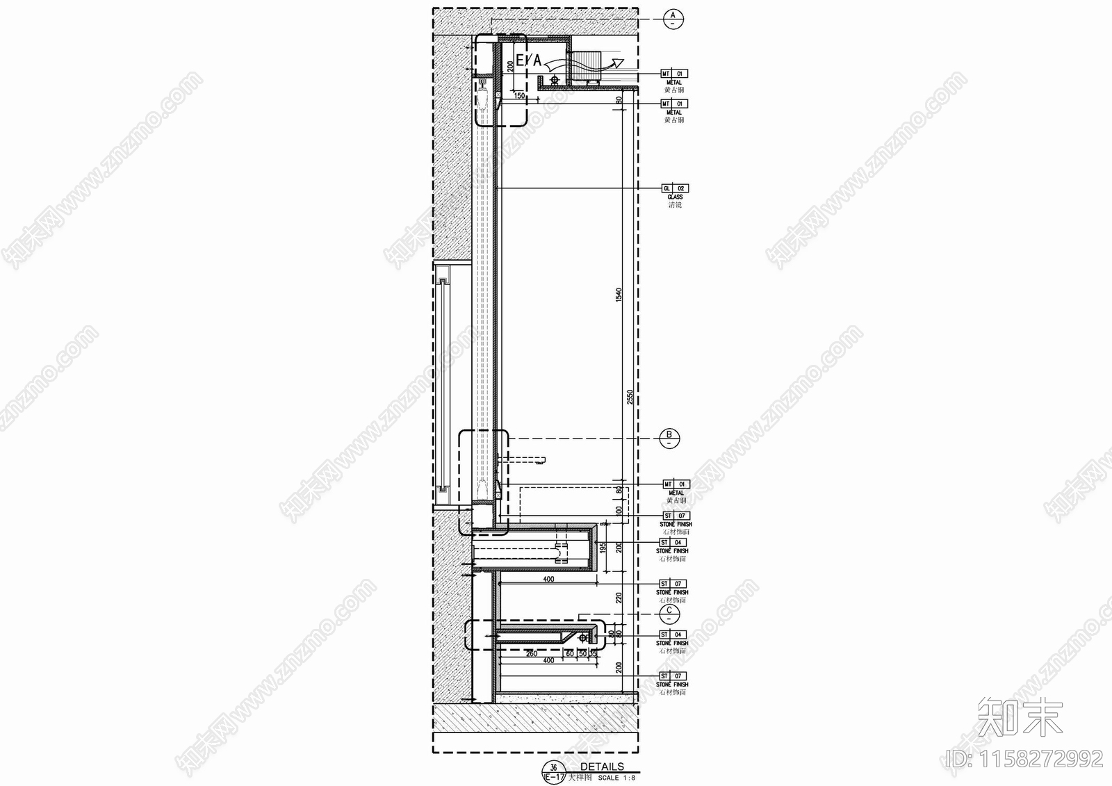 卫生间洗手台梳妆台施工大样详图施工图下载【ID:1158272992】