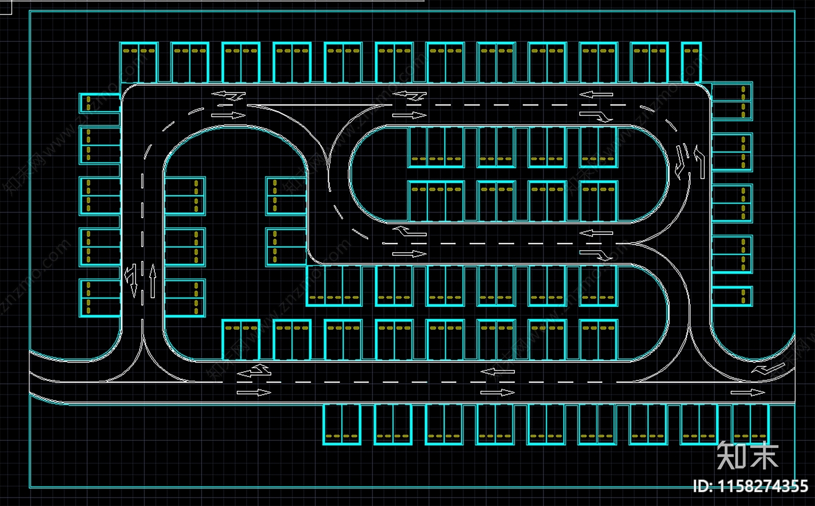 停车场平面图cad施工图下载【ID:1158274355】