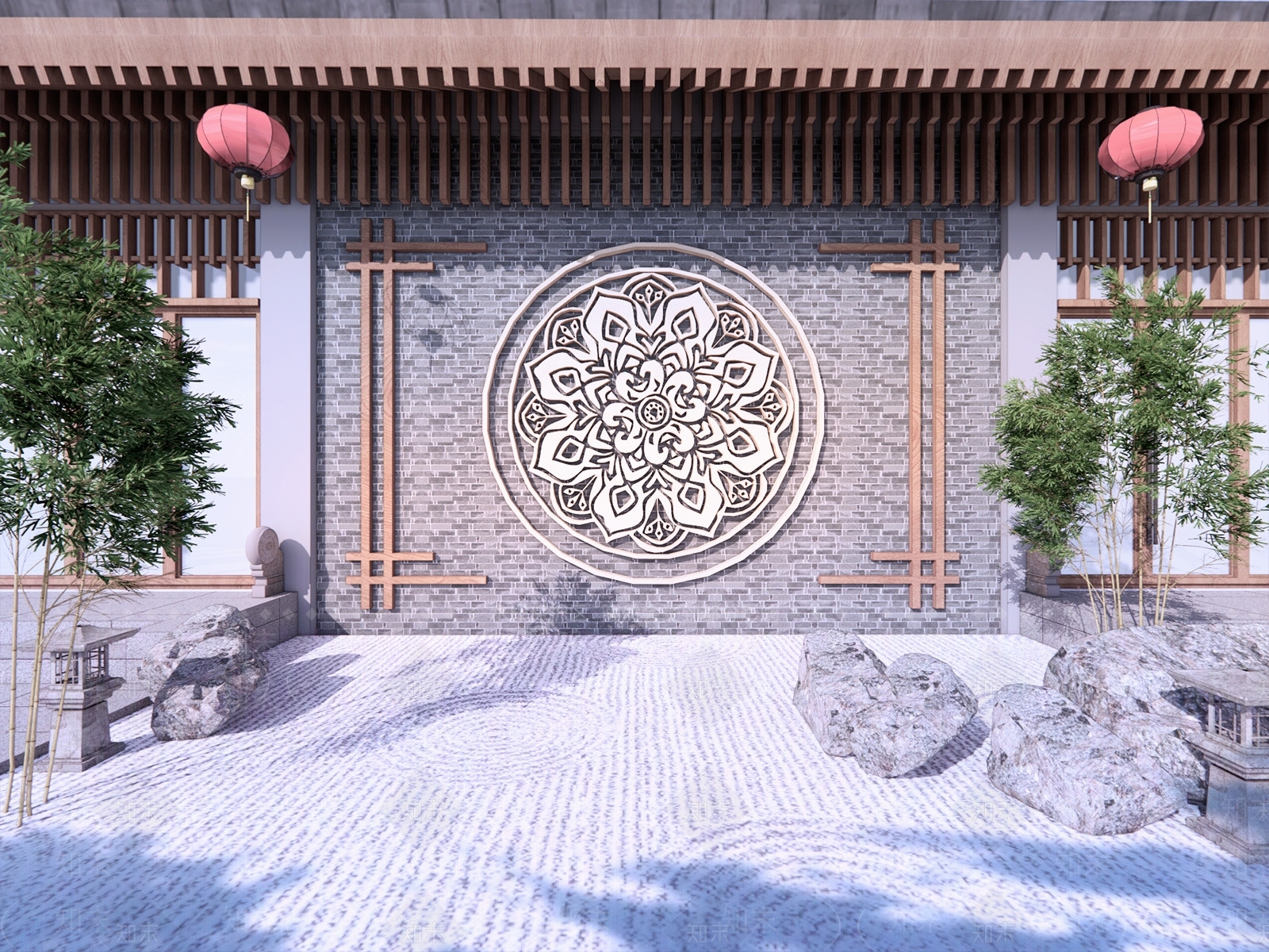 中式浮雕景墙SU模型下载【ID:1158275437】