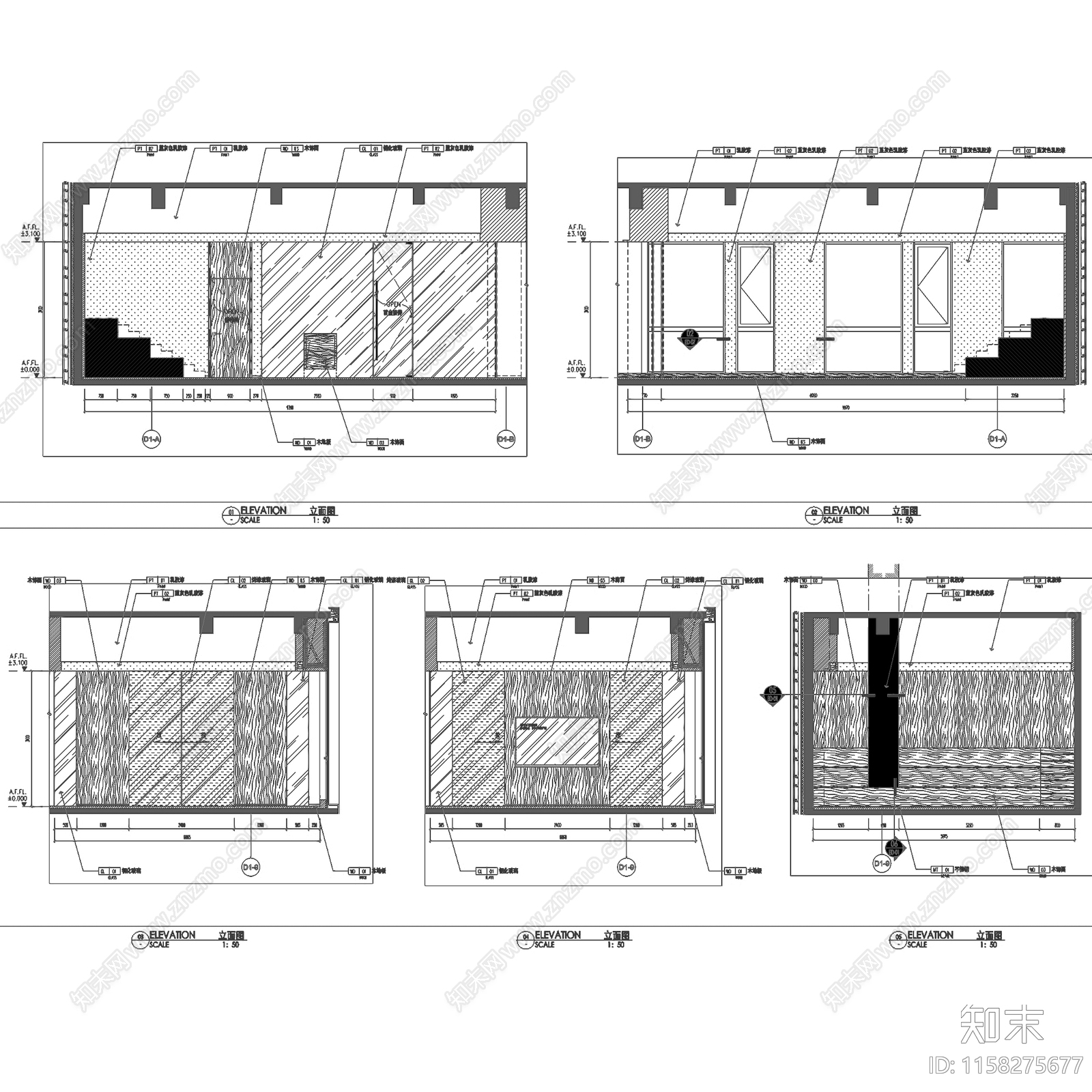 现代简约上海万科御河硅谷运营办公室室内工装cad施工图下载【ID:1158275677】
