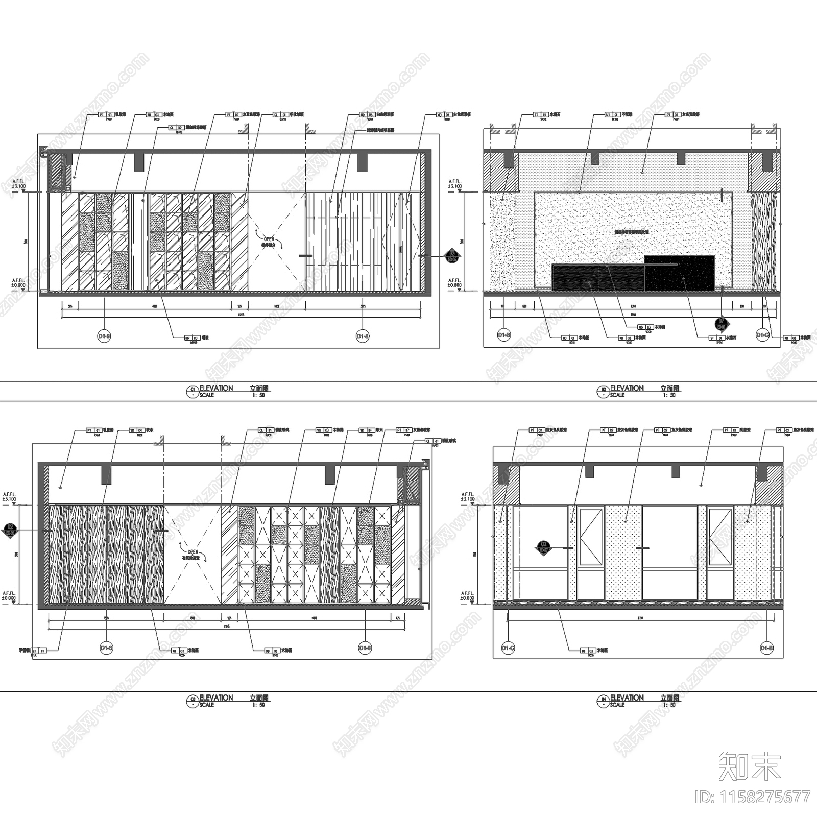 现代简约上海万科御河硅谷运营办公室室内工装cad施工图下载【ID:1158275677】
