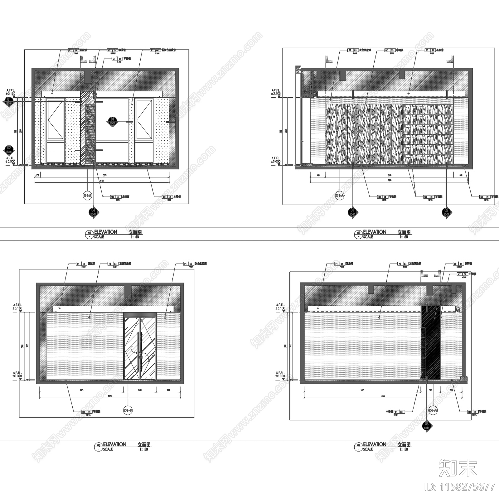 现代简约上海万科御河硅谷运营办公室室内工装cad施工图下载【ID:1158275677】