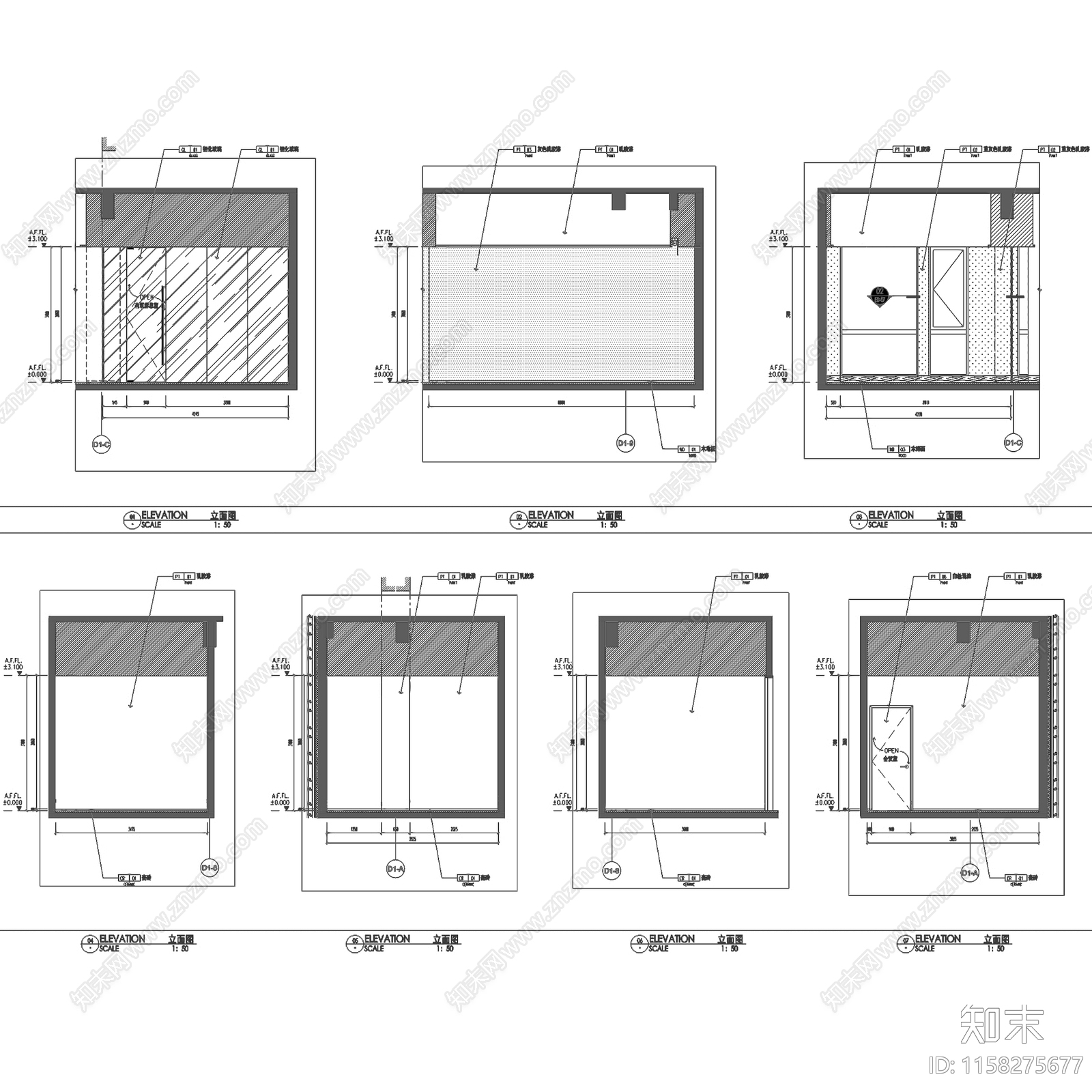 现代简约上海万科御河硅谷运营办公室室内工装cad施工图下载【ID:1158275677】
