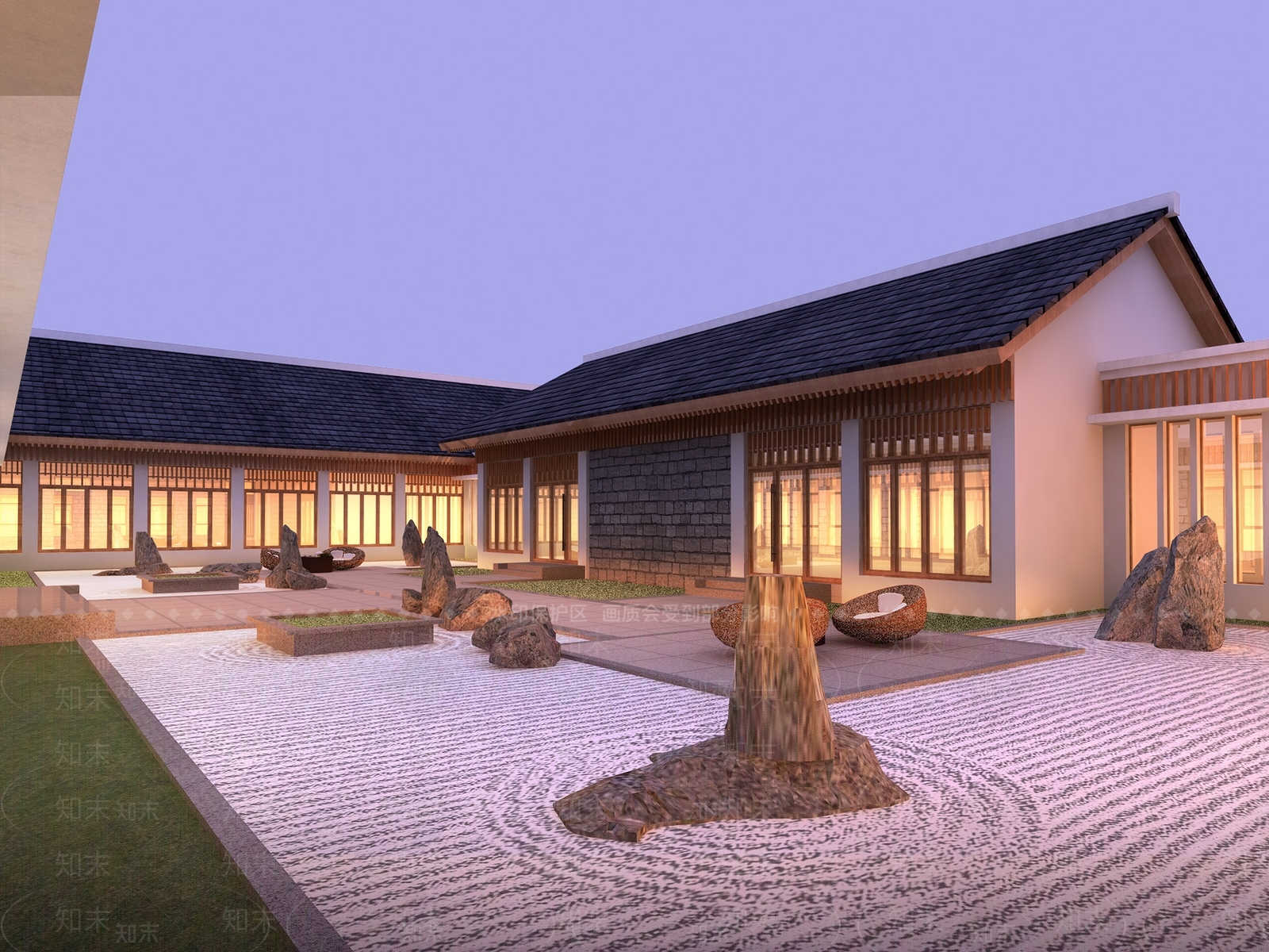 新中式民宿餐厅3D模型下载【ID:1158277634】
