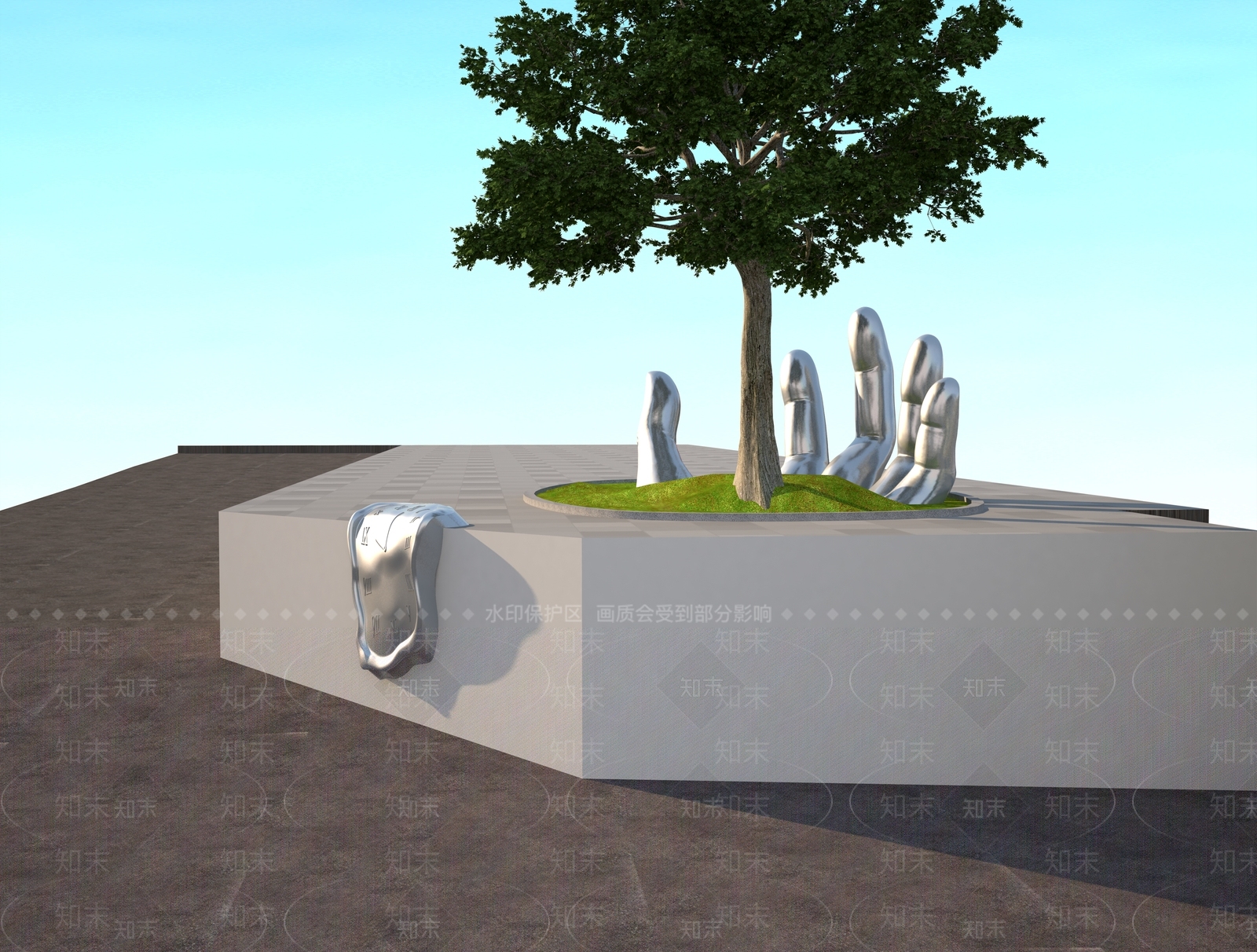 现代手掌雕塑3D模型下载【ID:1158278571】