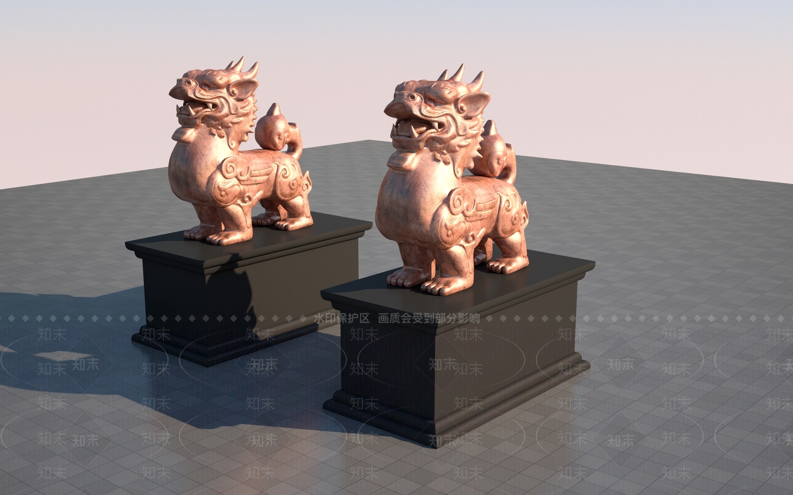 现代狮子雕塑3D模型下载【ID:1158279202】