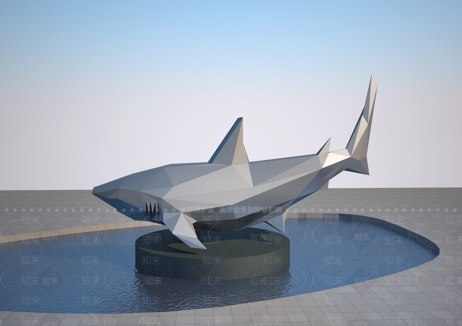现代景观雕塑3D模型渲染效果图