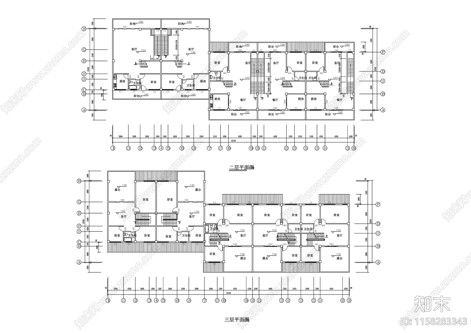 仿古民居建筑cad施工图下载【ID:1158283343】