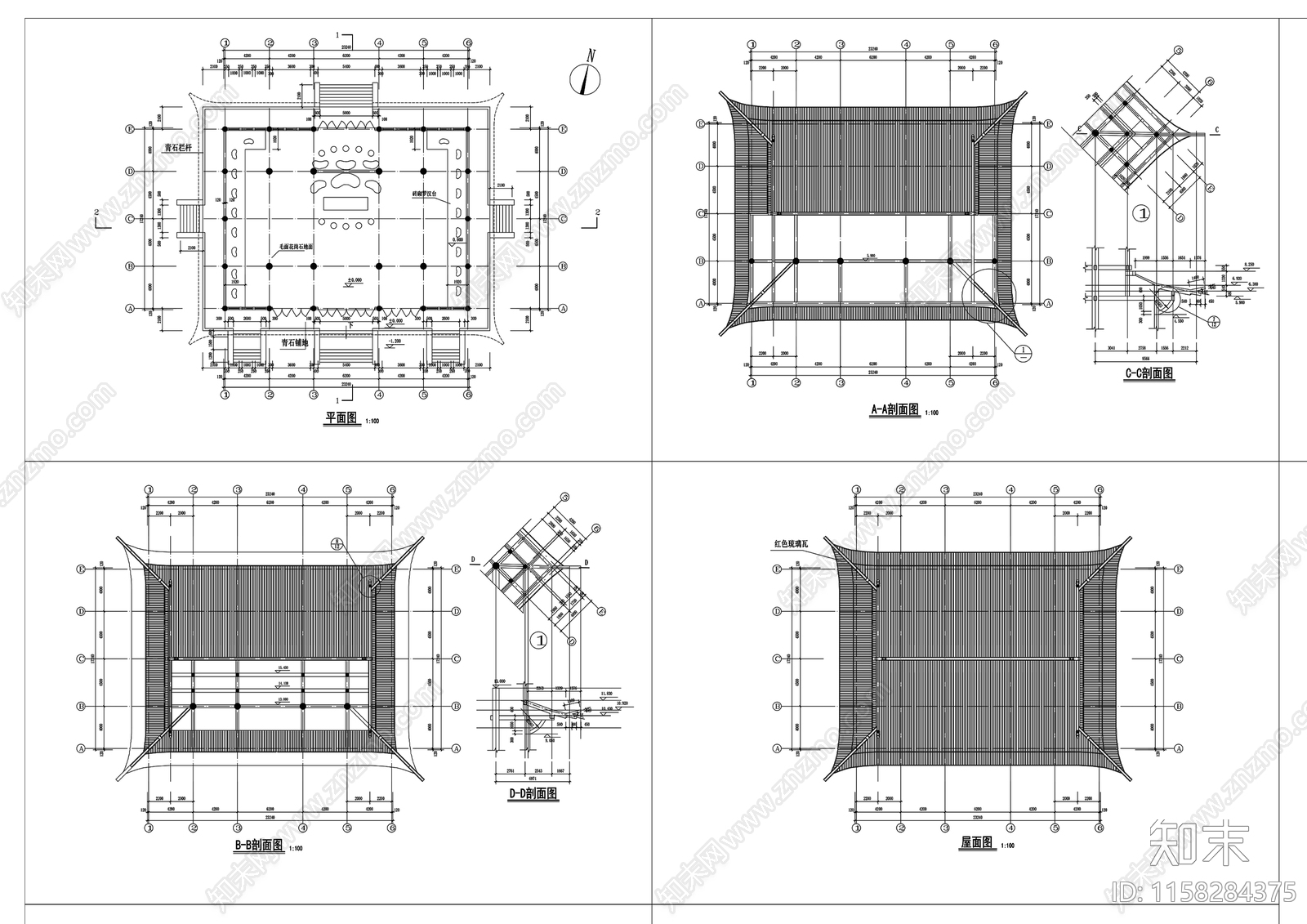 大雄宝殿建cad施工图下载【ID:1158284375】