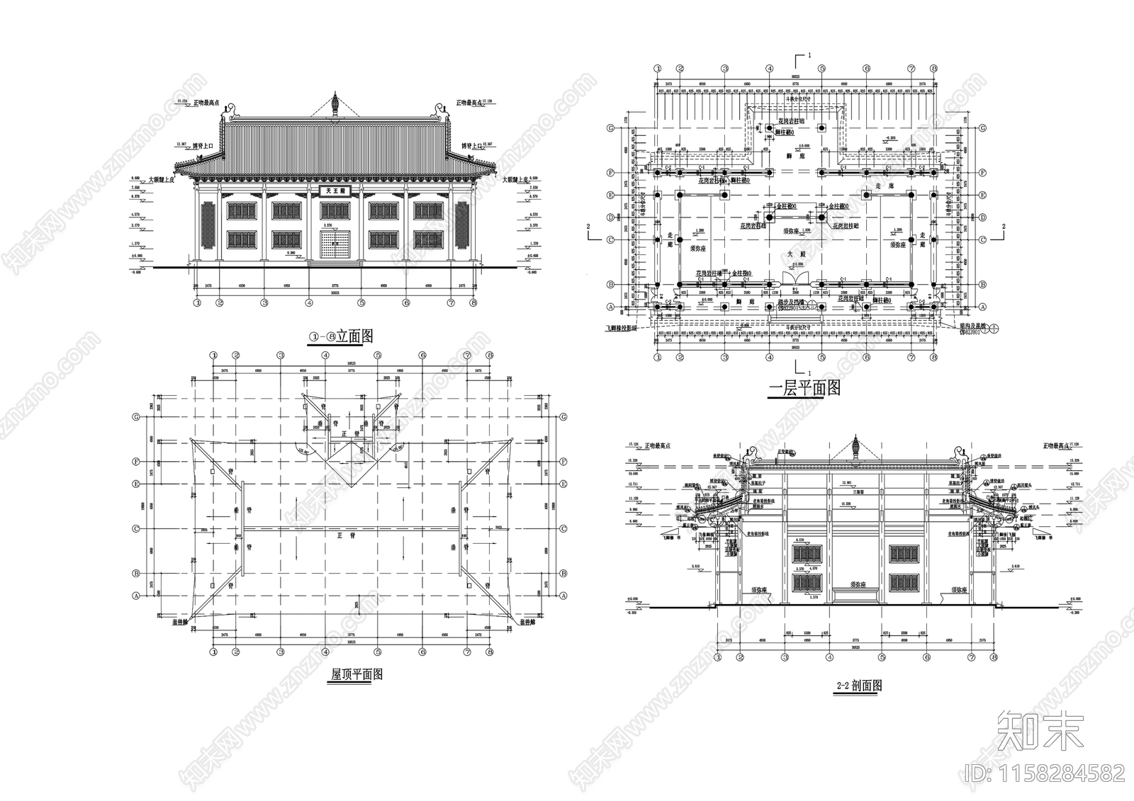 天王殿cad施工图下载【ID:1158284582】