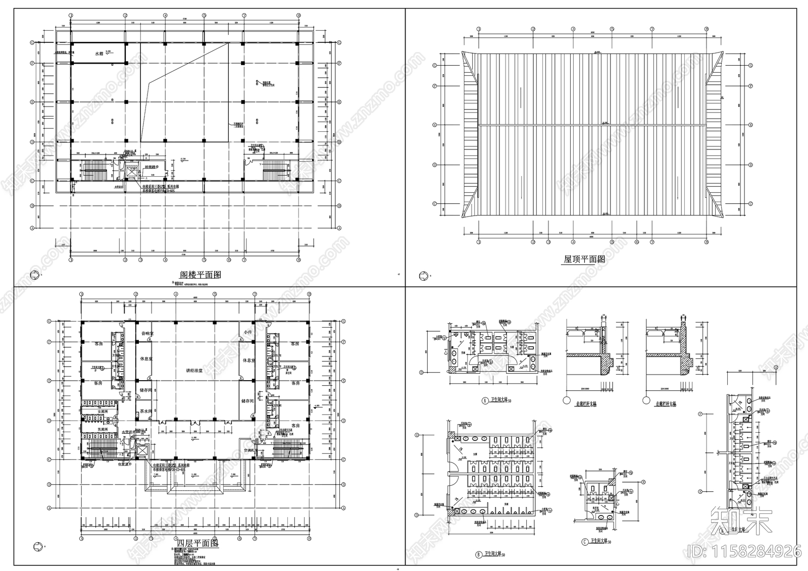 静音寺建cad施工图下载【ID:1158284926】