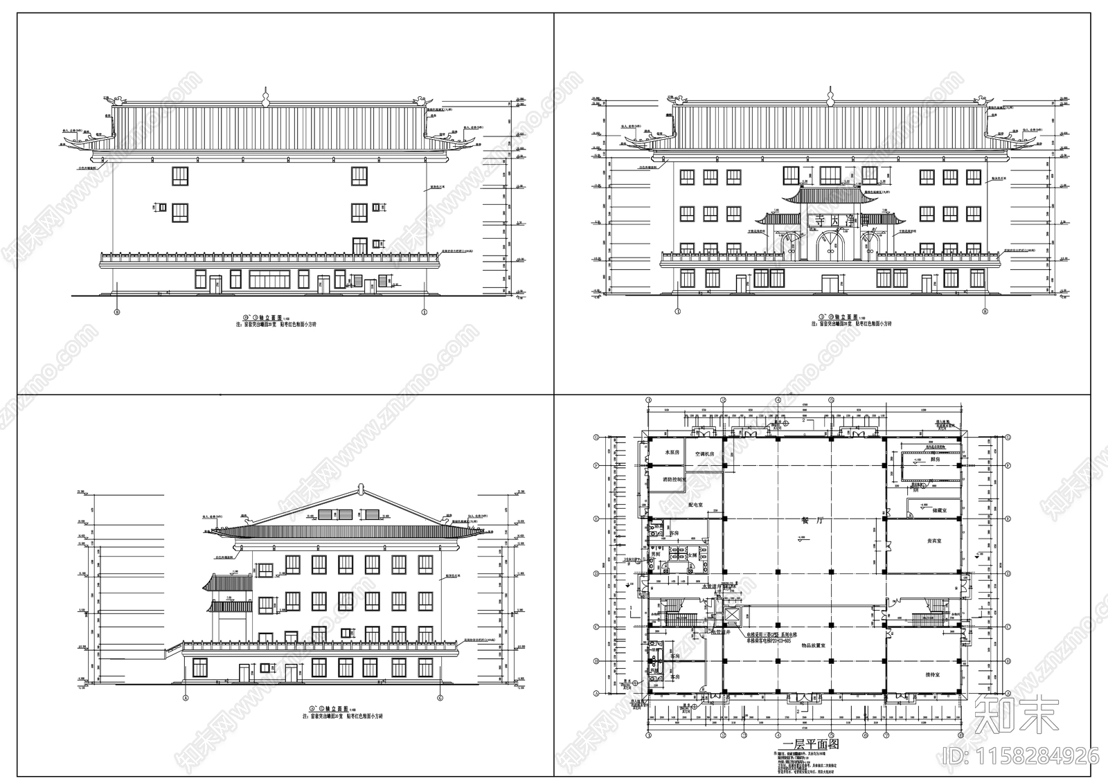 静音寺建cad施工图下载【ID:1158284926】