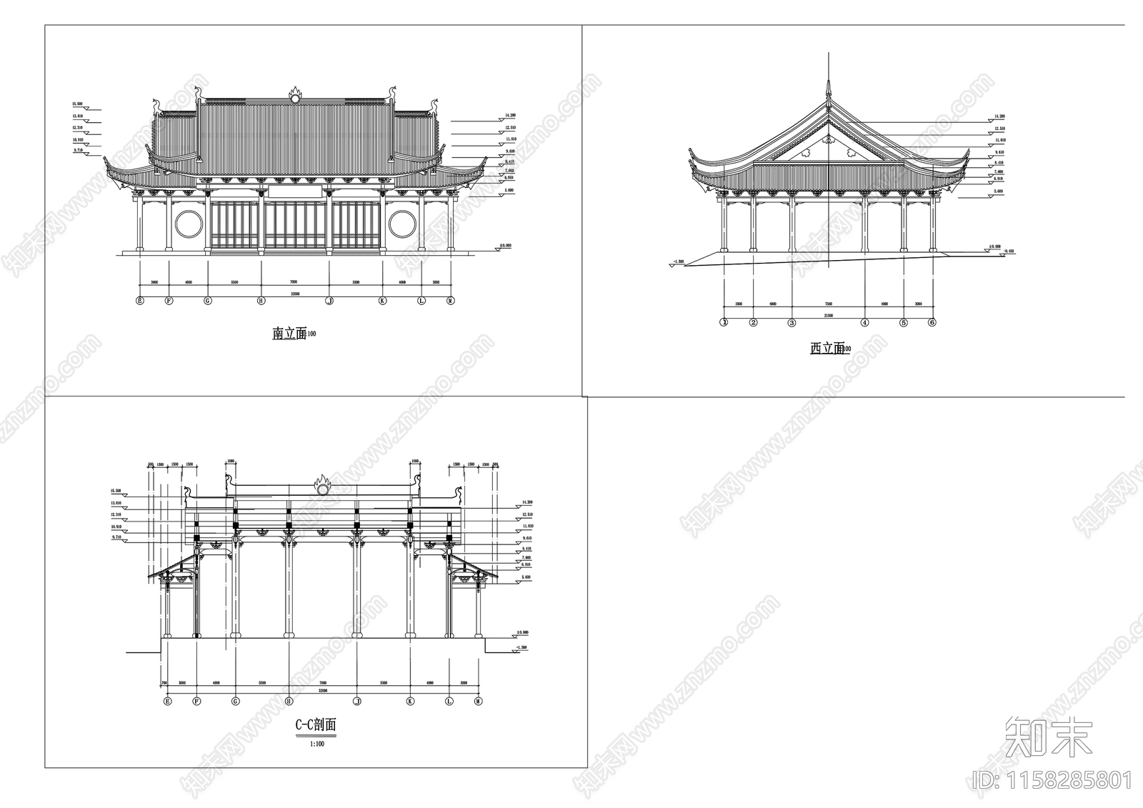 亭子cad施工图下载【ID:1158285801】