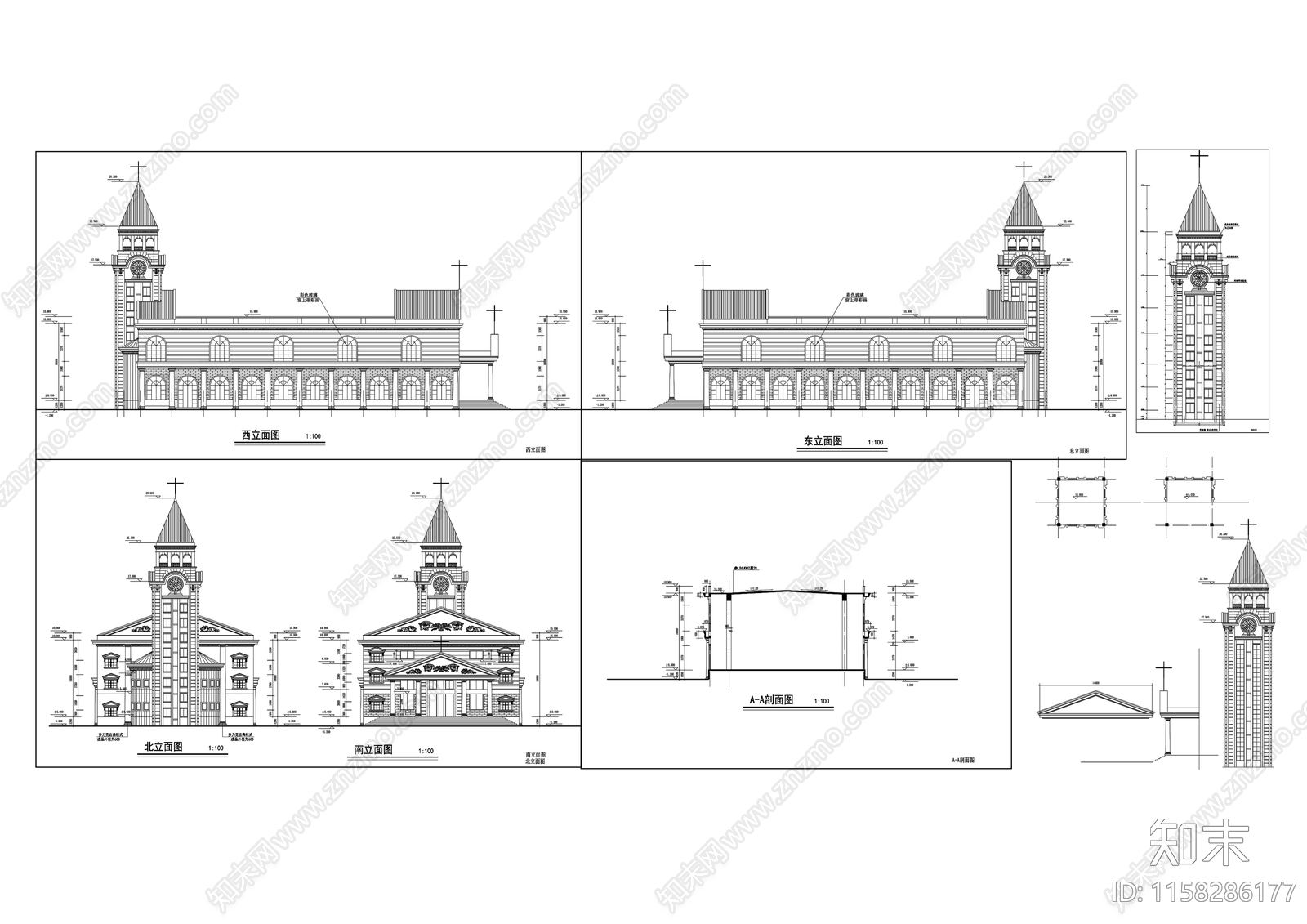 基督教堂建施工图下载【ID:1158286177】