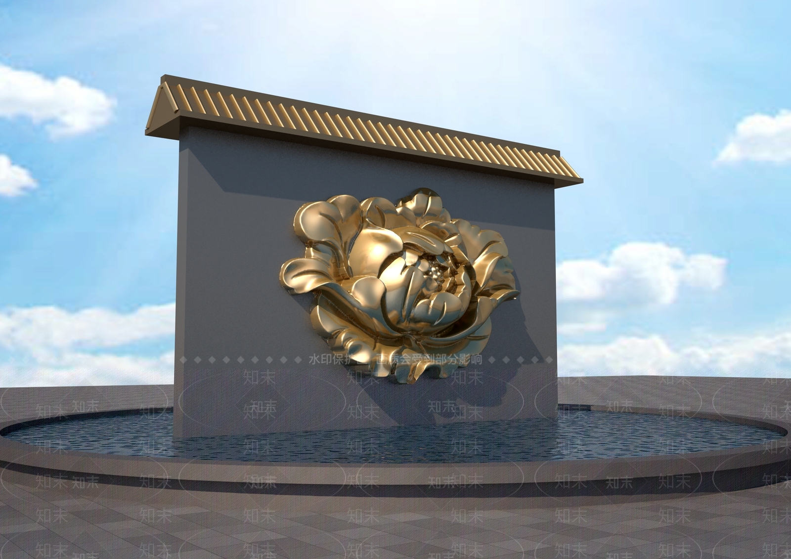 现代牡丹花浮雕3D模型下载【ID:1158287157】