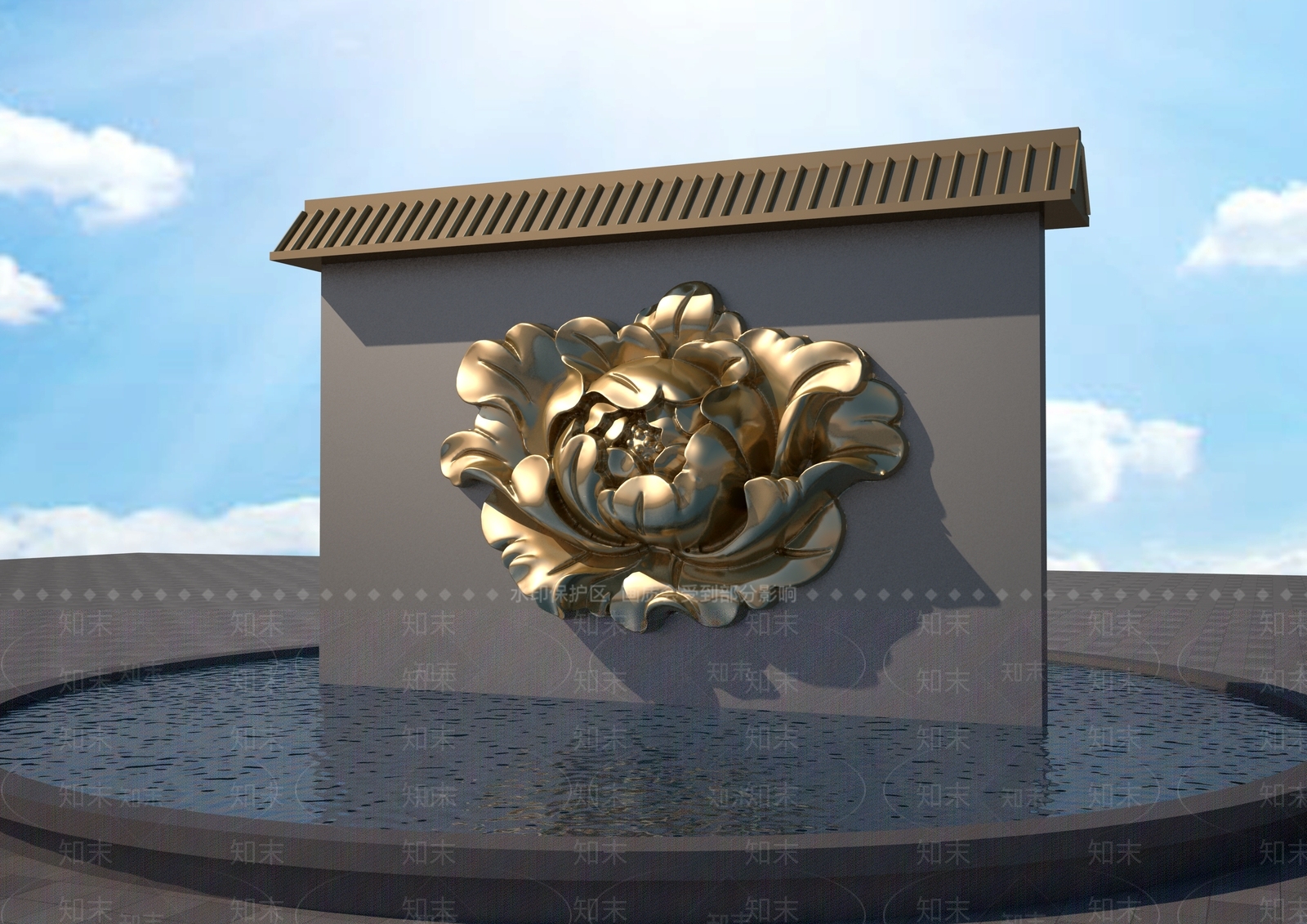 现代牡丹花浮雕3D模型下载【ID:1158287157】