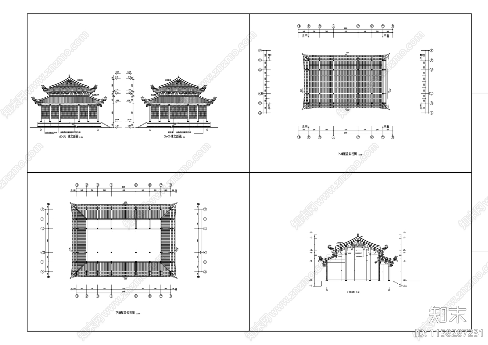 道家仿古建筑施工图下载【ID:1158287231】