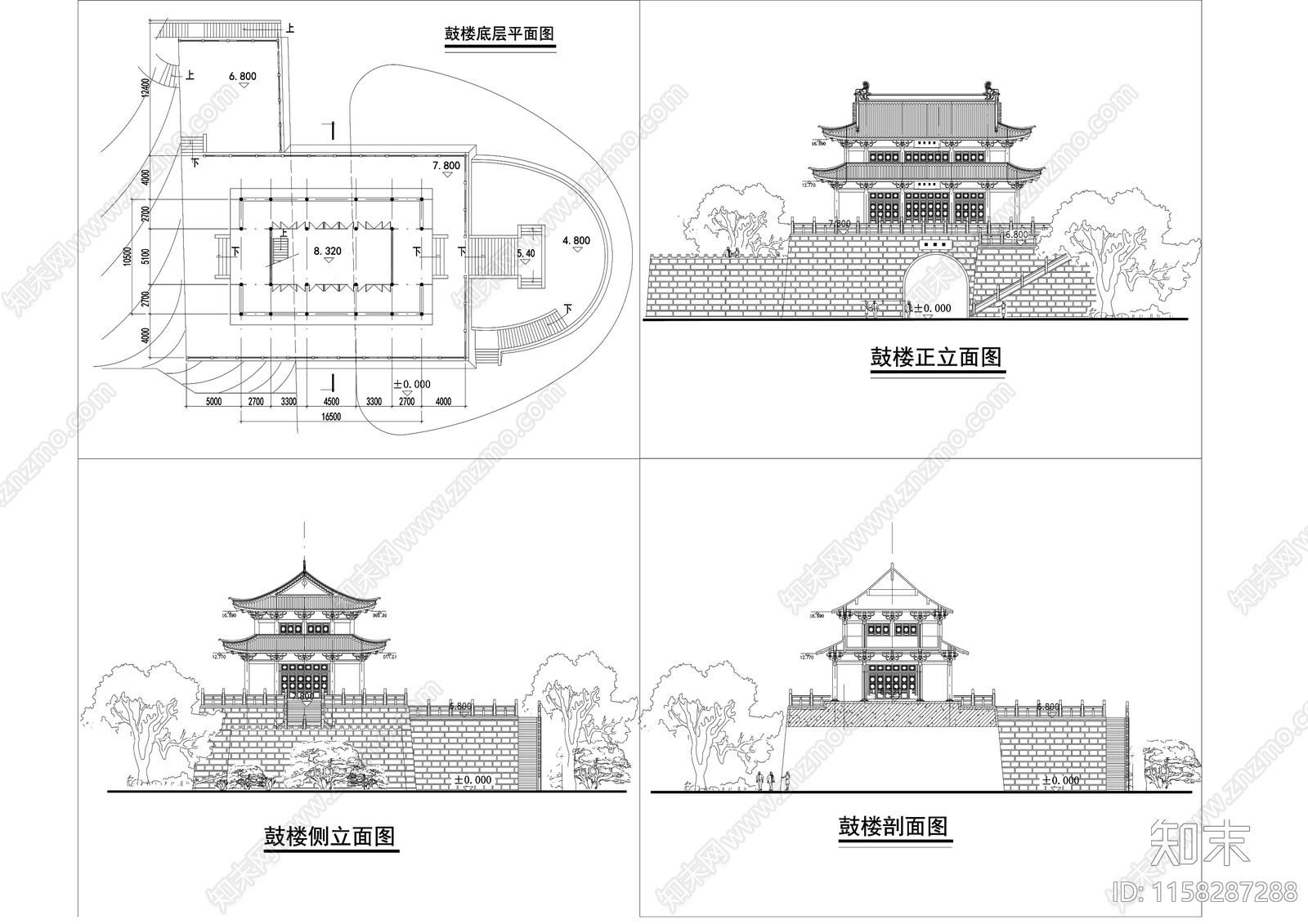 鼓楼cad施工图下载【ID:1158287288】