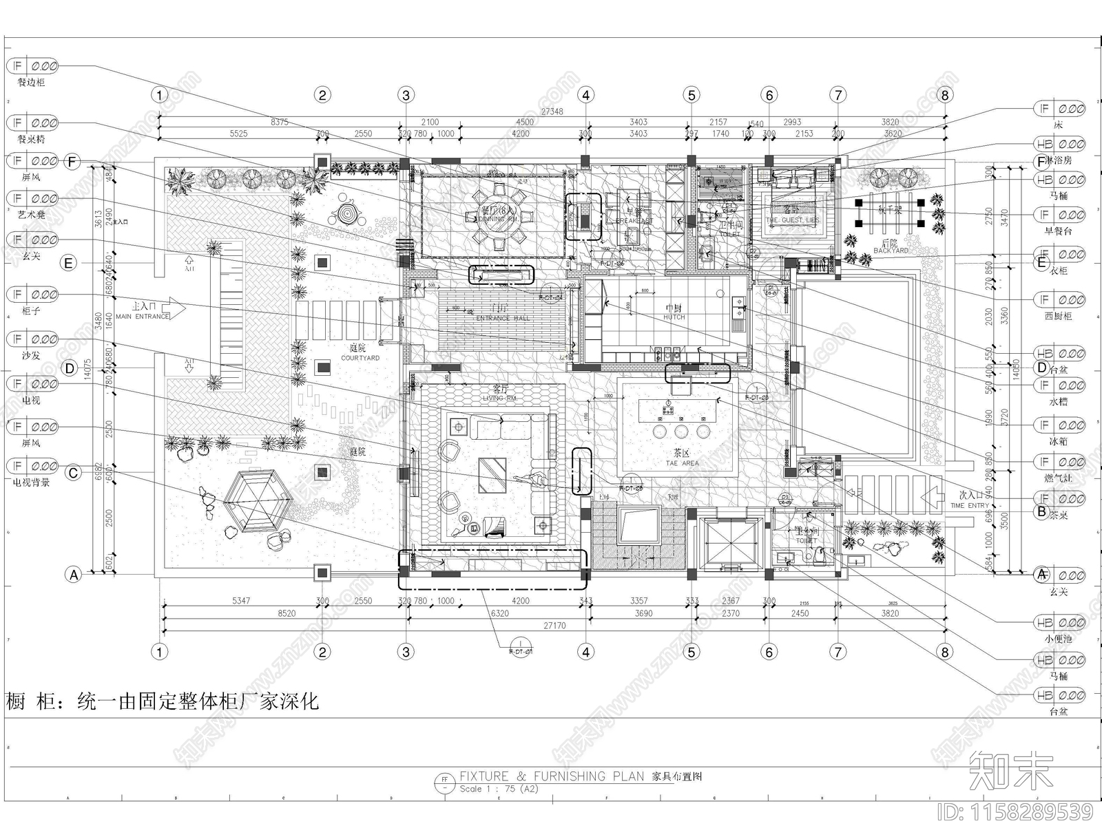 轻奢禅意1000㎡复式别墅cad施工图下载【ID:1158289539】