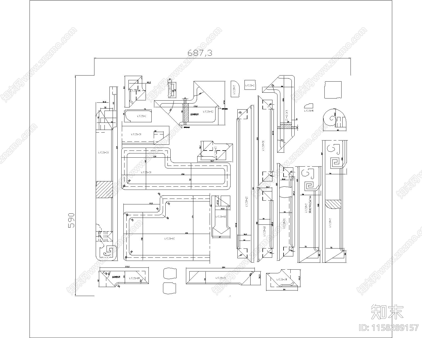 红木夔凤纹扶手椅cad施工图下载【ID:1158289157】