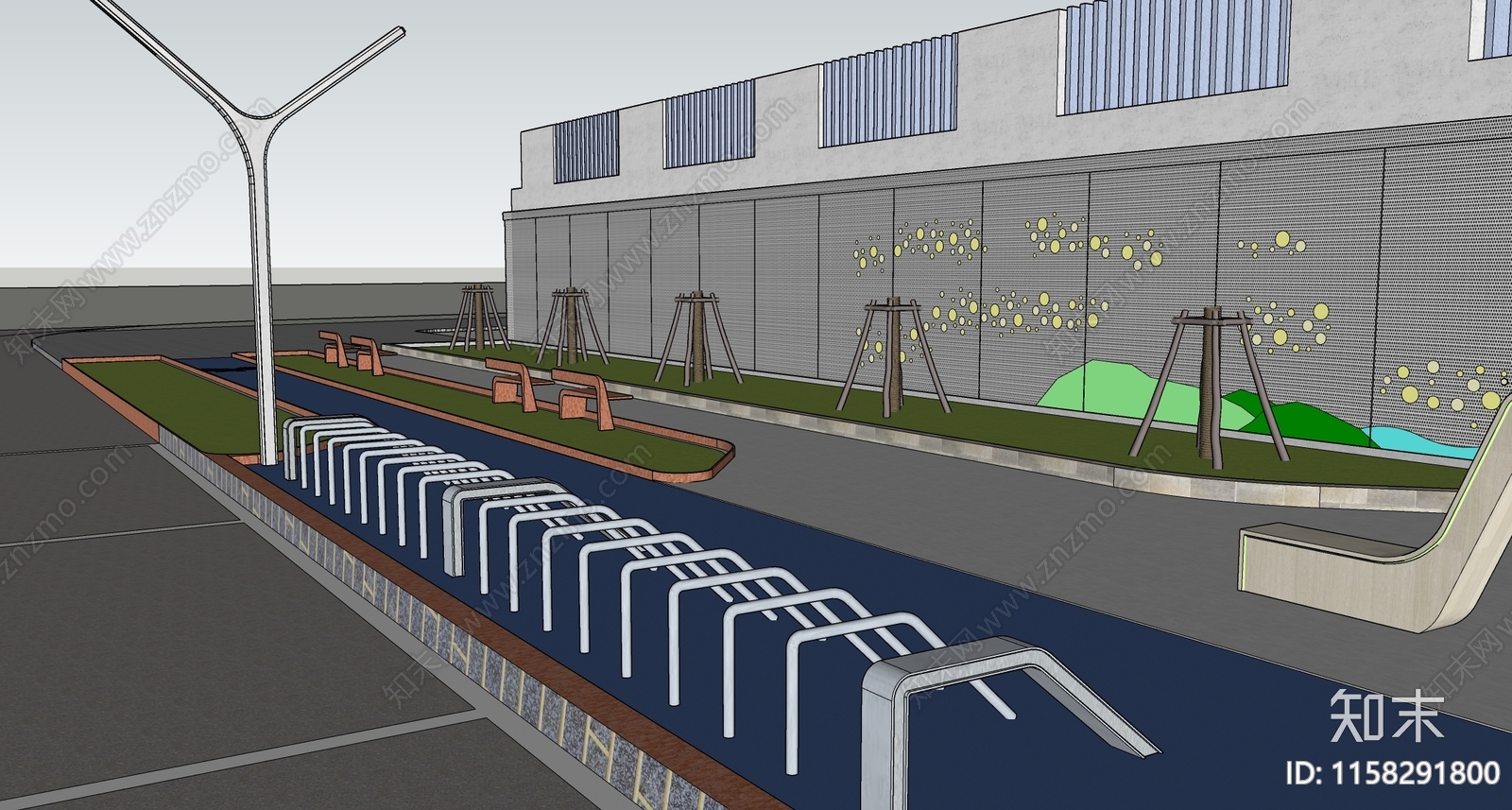 现代绿道景观SU模型下载【ID:1158291800】