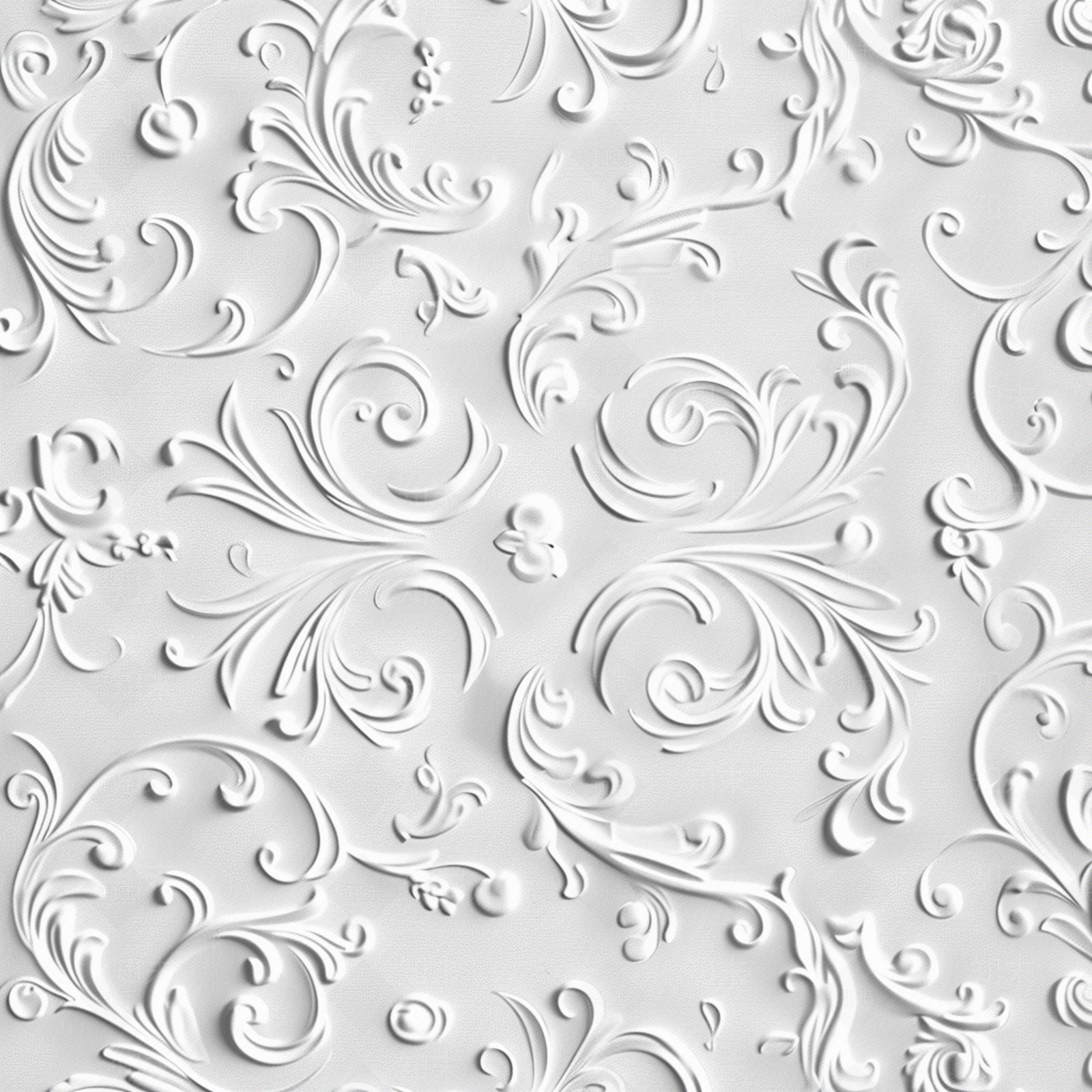 白色欧式花纹墙布贴图下载【ID:1158295588】