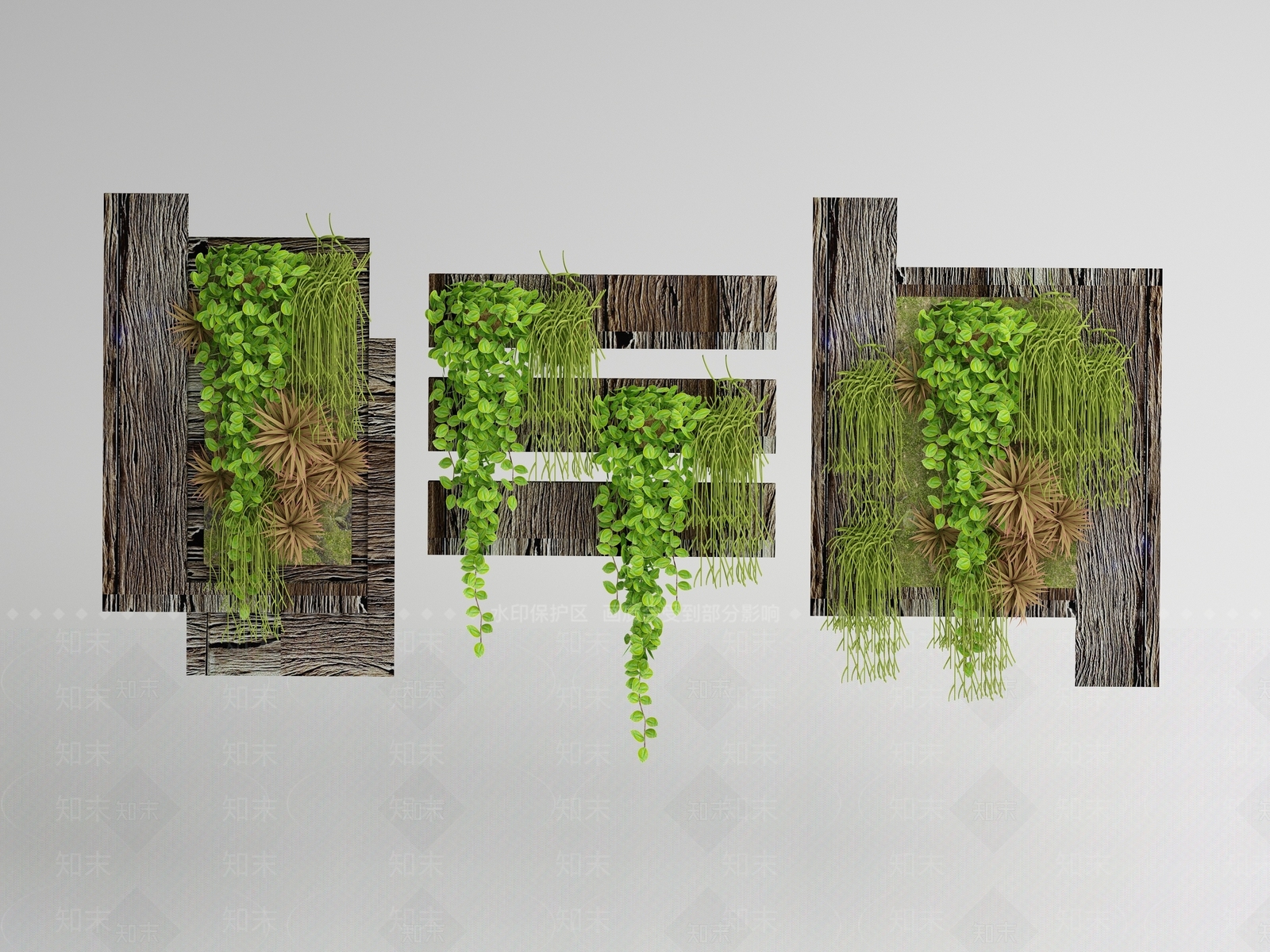 现代植物墙3D模型下载【ID:1158297335】