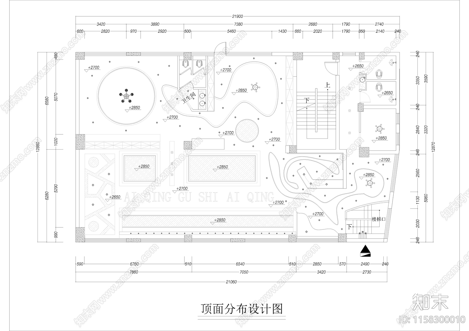 300㎡美容美发店cad施工图下载【ID:1158300010】