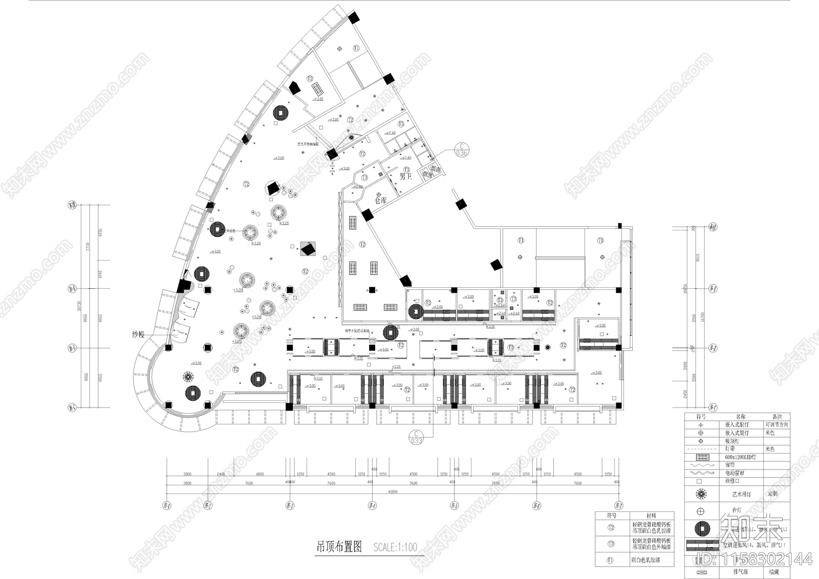 1020㎡西餐厅cad施工图下载【ID:1158302144】