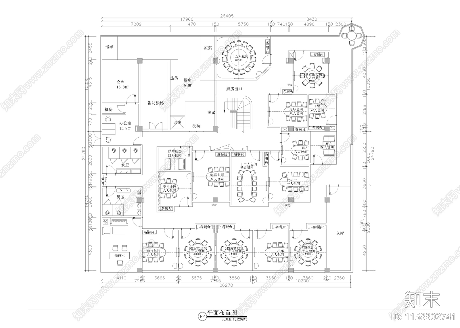 1360㎡音乐餐厅cad施工图下载【ID:1158302741】