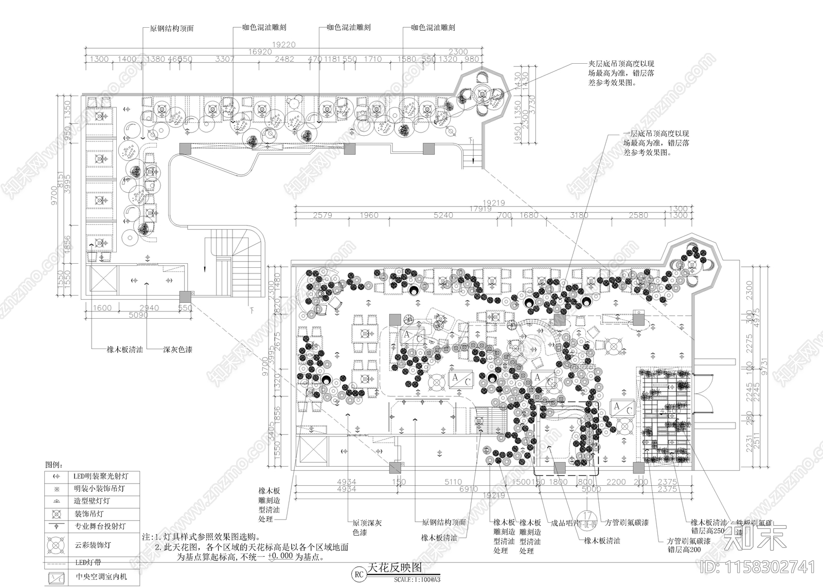 1360㎡音乐餐厅cad施工图下载【ID:1158302741】