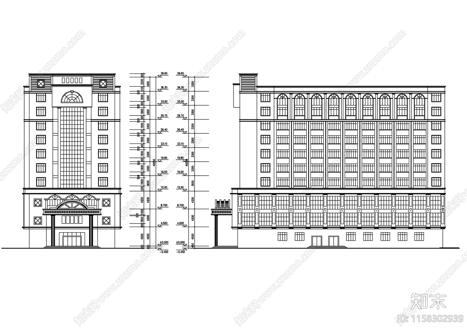 商务酒店建施图纸cad施工图下载【ID:1158302939】