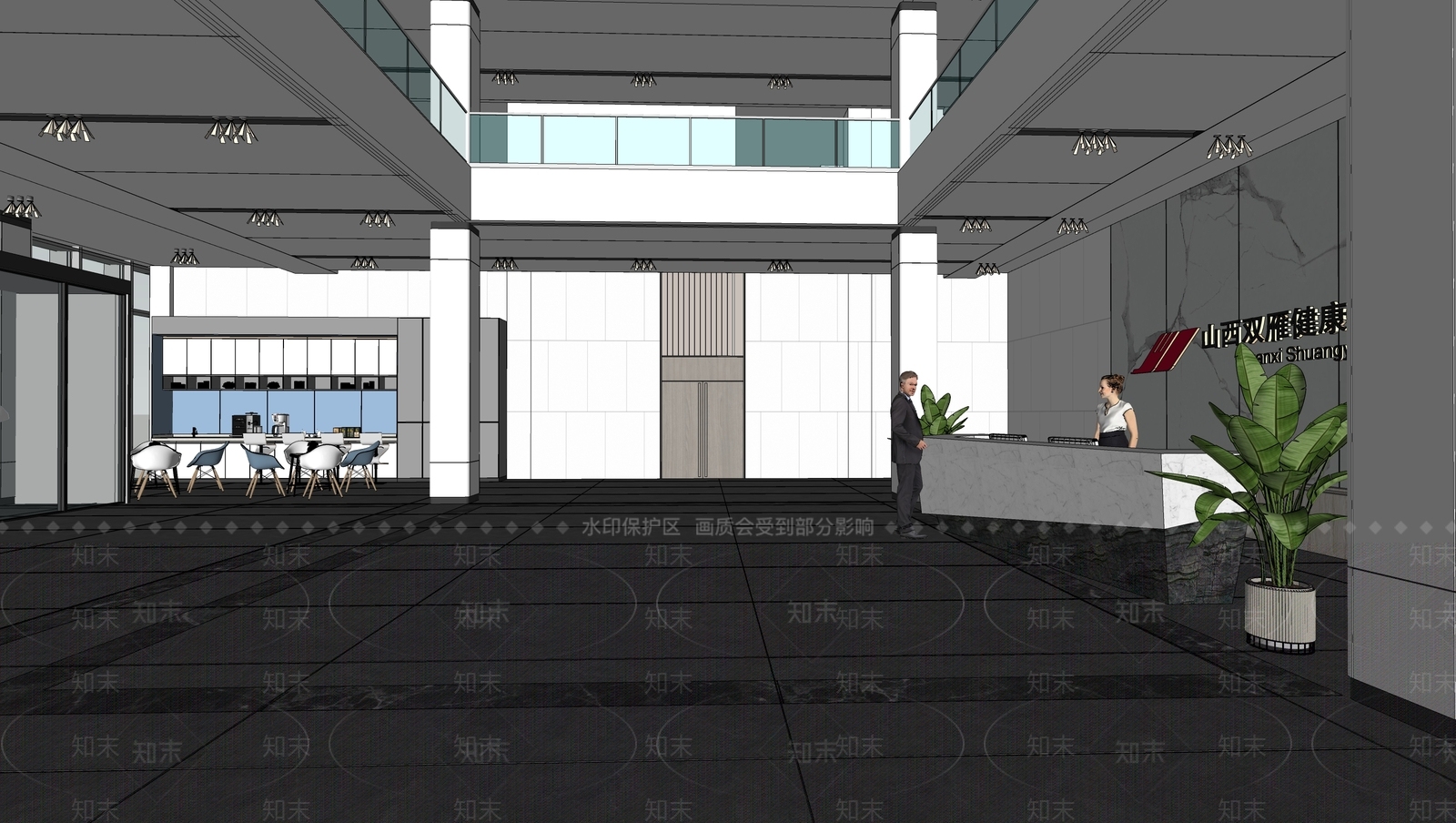 现代公司大堂SU模型下载【ID:1158304066】