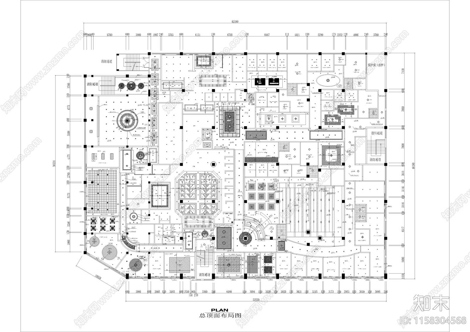 2860㎡汤泉水疗cad施工图下载【ID:1158304568】