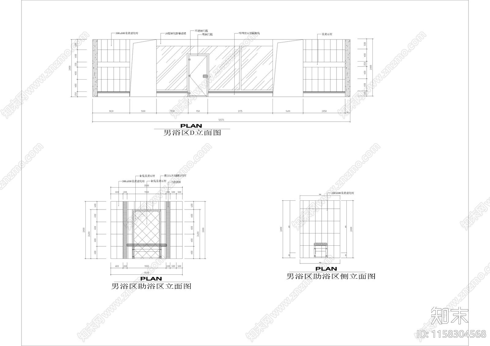 2860㎡汤泉水疗cad施工图下载【ID:1158304568】