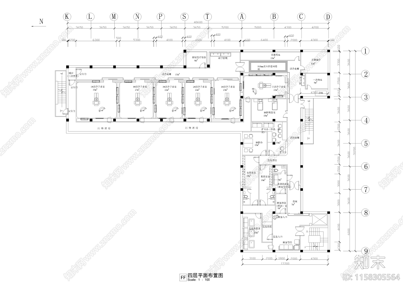 3630㎡美容院cad施工图下载【ID:1158305564】