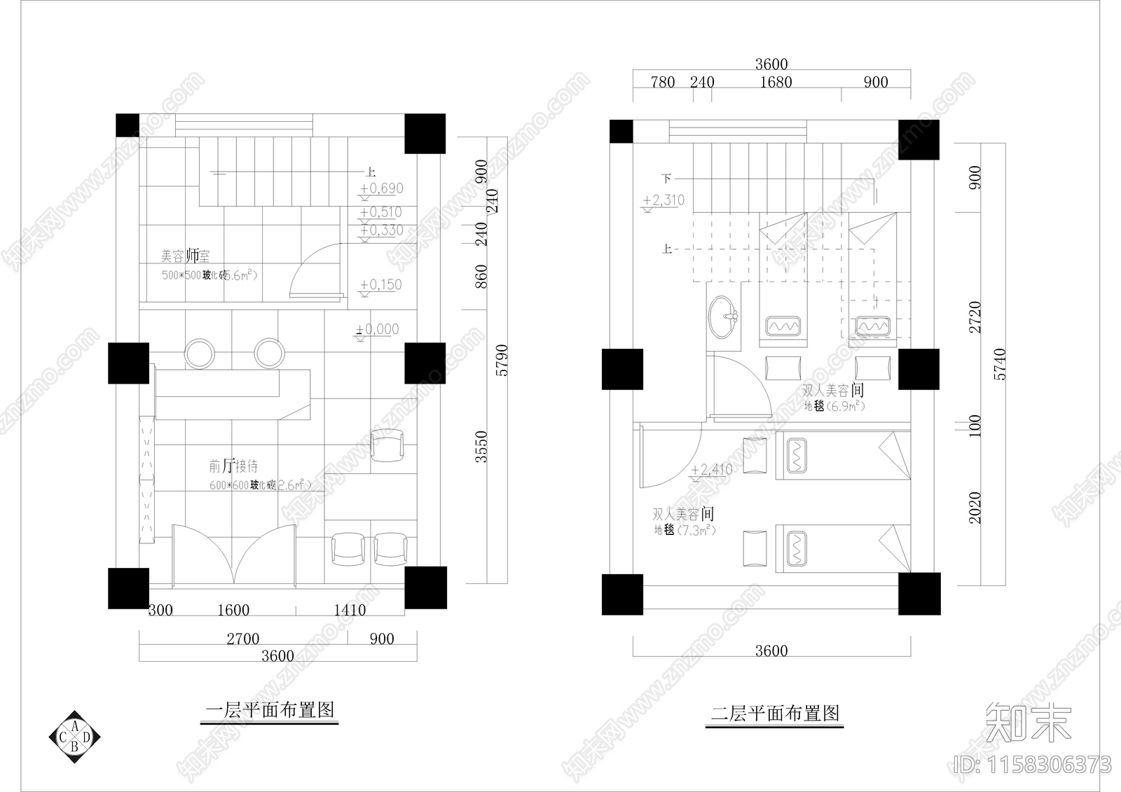 美容院cad施工图下载【ID:1158306373】