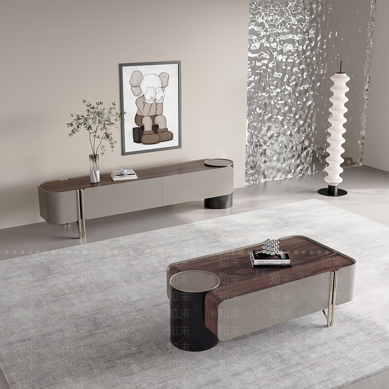 现代茶几电视柜组合3D模型下载【ID:1158306894】