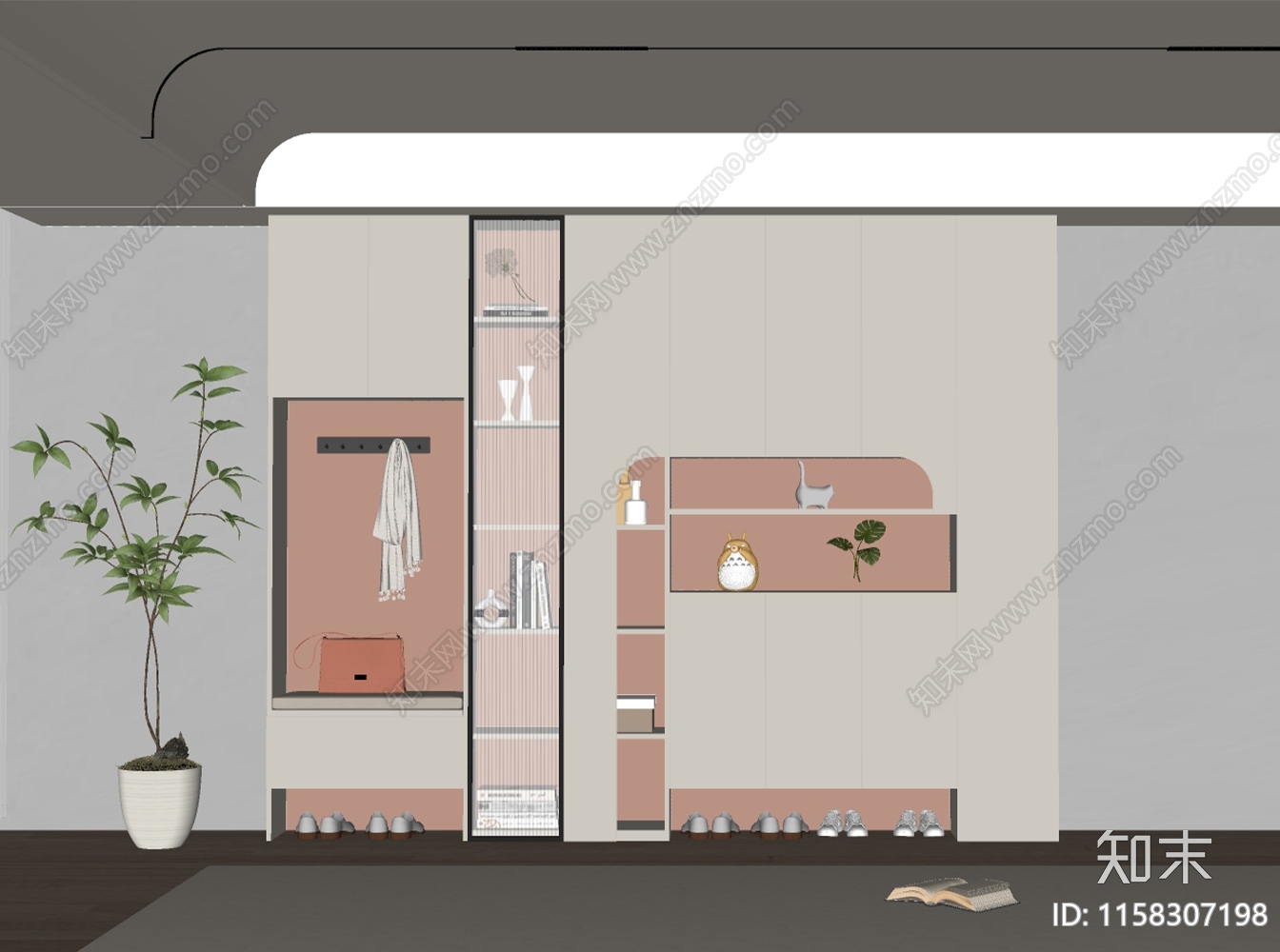 现代玄关鞋柜SU模型下载【ID:1158307198】